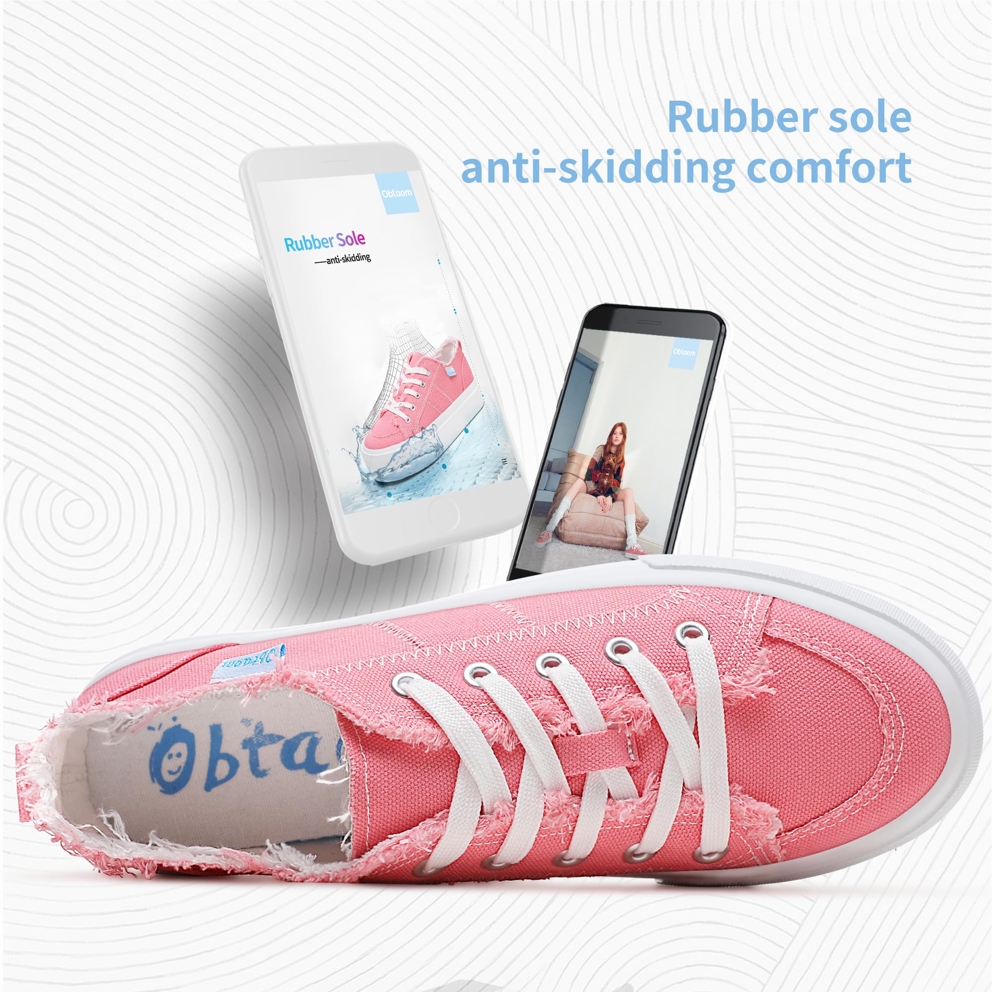 Obtaom Women Platform Canvas Sneakers White Comfort Play Fashion Sneakers Casual Lift Platform Lace Up Shoes Cute Low Top Walking Shoes for Lady