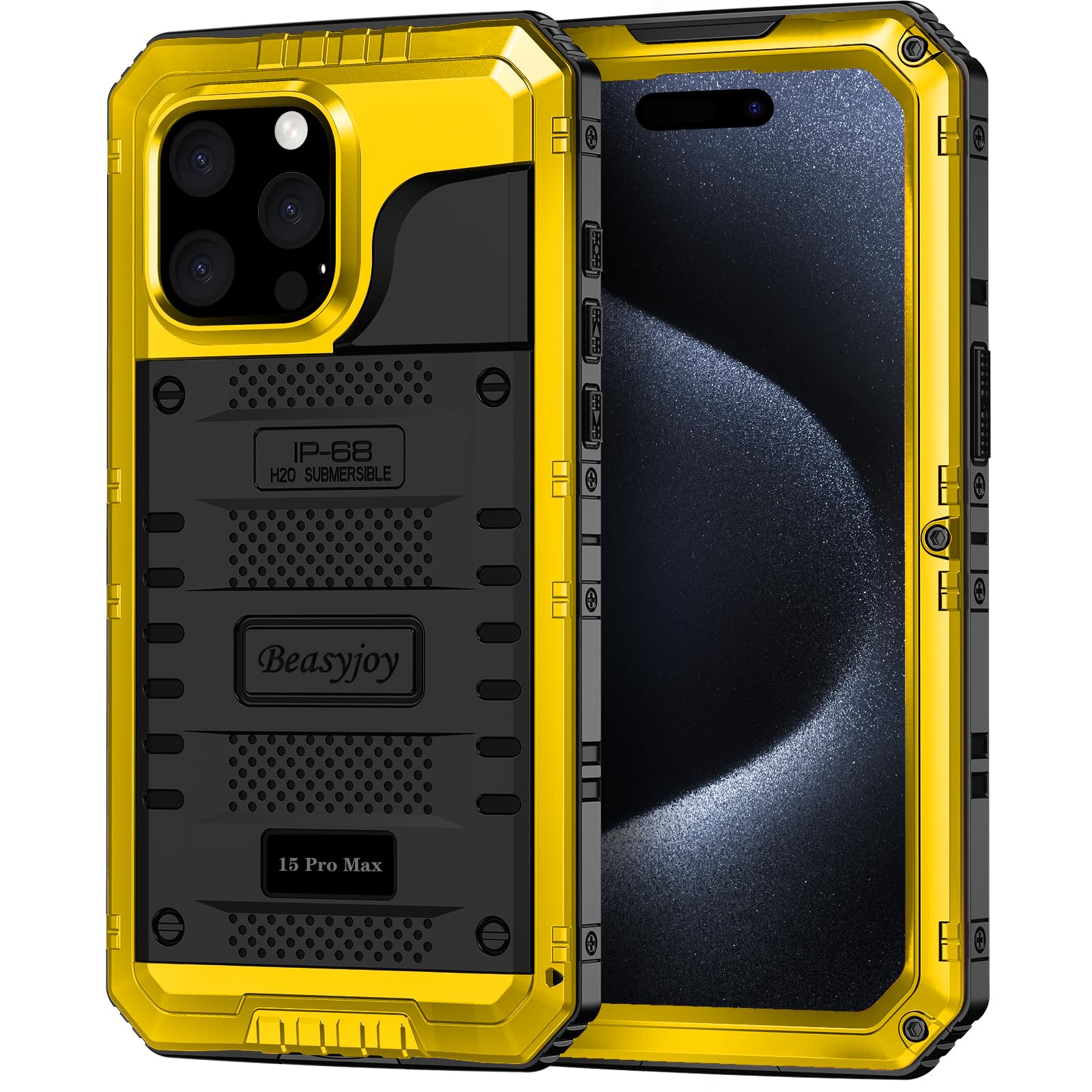 Beasyjoy for iPhone SE 2022/2020/ 8/7 Metal Case, Waterproof Heavy Duty Case with Screen Protector, Full Body Protection Military Grade Shockproof Defender Durable Sturdy Rugged Aluminum Cover, Black