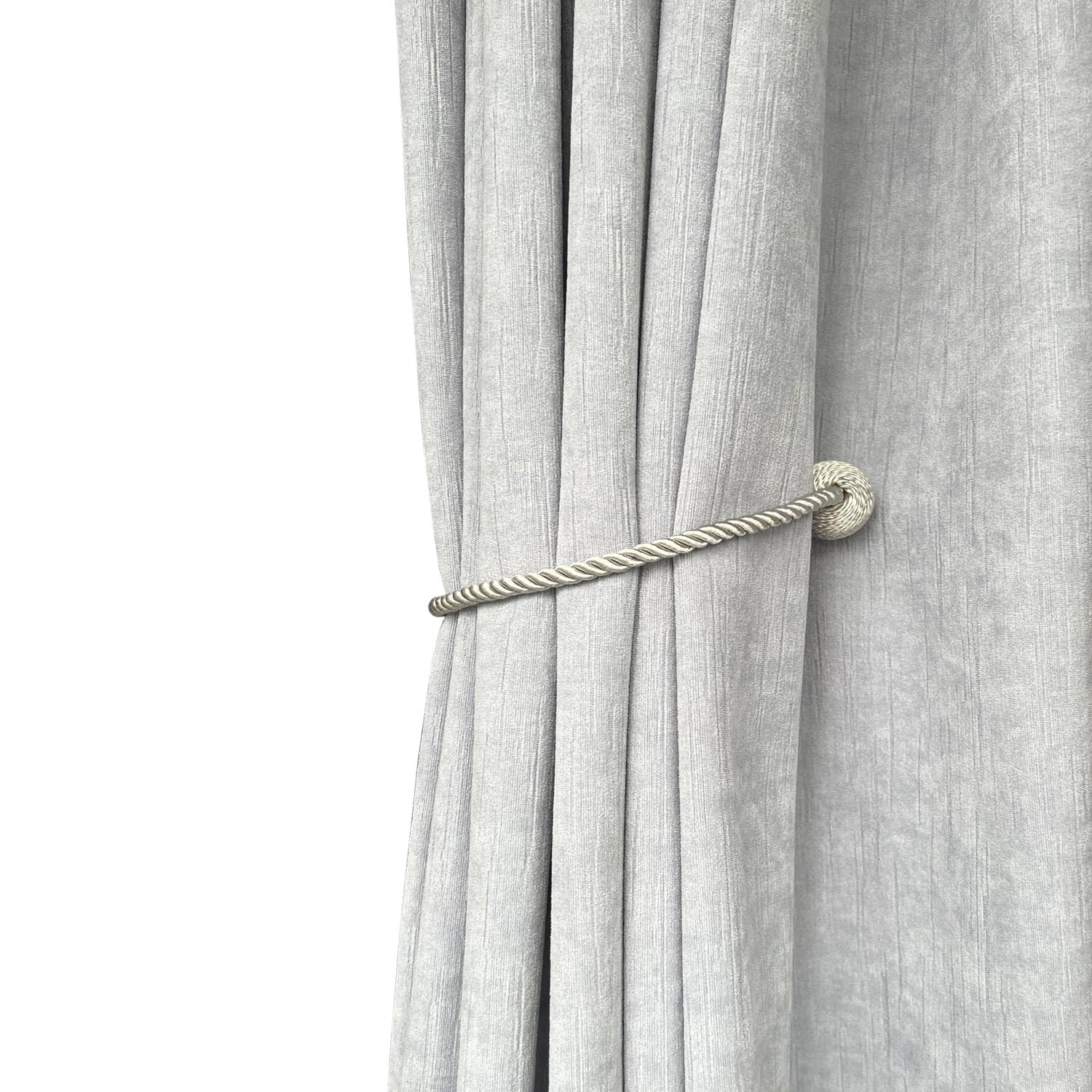 Melaluxe 2 Pack Magnetic Curtain Tiebacks, Decorative Curtain Holdbacks for Window Décor (Beige)