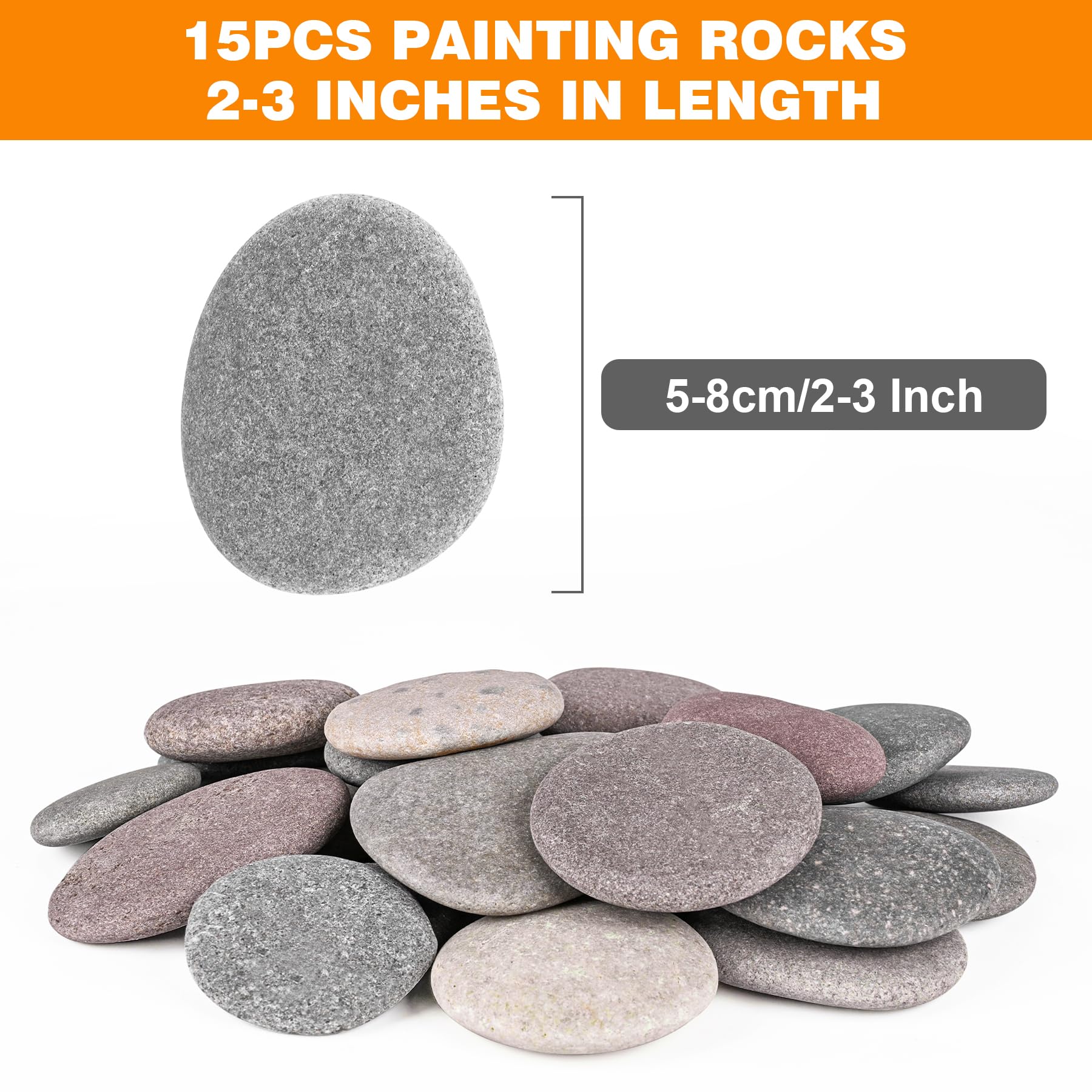 River Rocks for Painting 10 Pcs Large 2-3 Inch Flat Smooth Painting Stones Craft Rock to Paint for Kids Crafts Painting Bulk