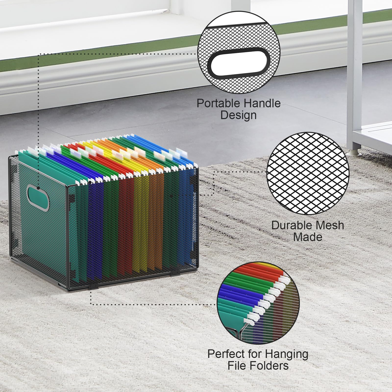 samstar Hanging File Organizer, Mesh File Folder Organizer File Crate File Cabinet Inserts Storage Box, Letter Size