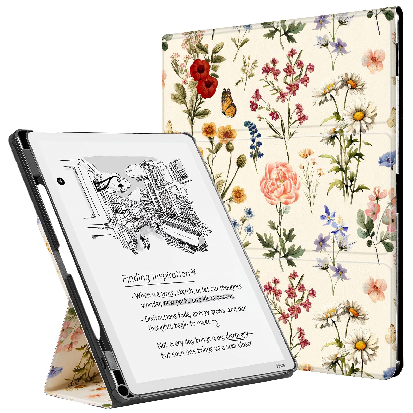 CoBak Stand Case for Kindle Scribe - Premium Folio Leather Cover with Pen Holder, Auto Sleep/Wake - Compatible with 10.2 Inch Kindle Scribe (2022/2024 Release)