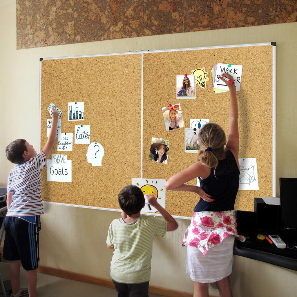 XBoard 24 x 18 Inch Wall-Mounted Office Cork Board, Notice Bulletin Board with Aluminum Frame
