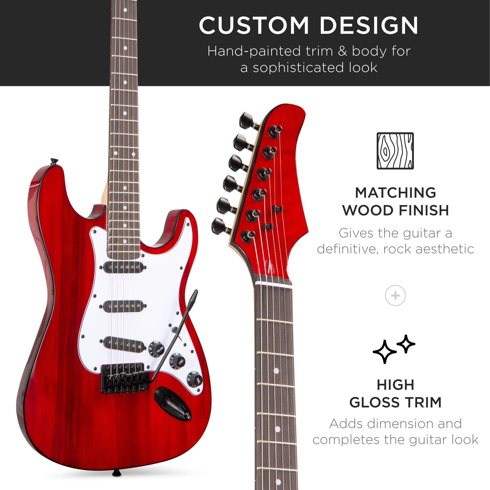 Best Choice Products 39in Full Size Beginner Electric Guitar Starter Kit w/Case, Strap, 10W Amp, Strings, Pick, Tremolo Bar - 3 Color Sunburst