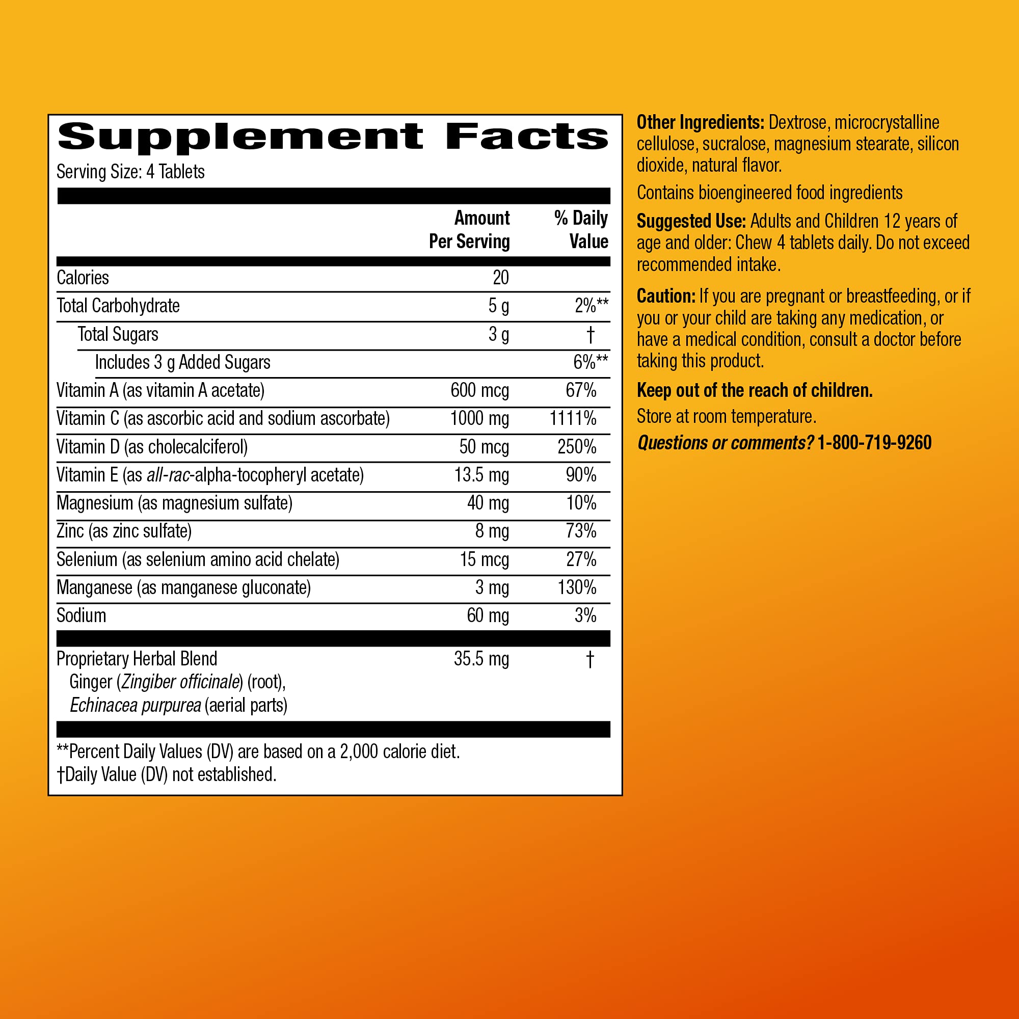 Amazon Basic Care Immune Support Citrus Chewable Tablets with Antioxidants, Vitamin D and Immune System Support, 32 Count
