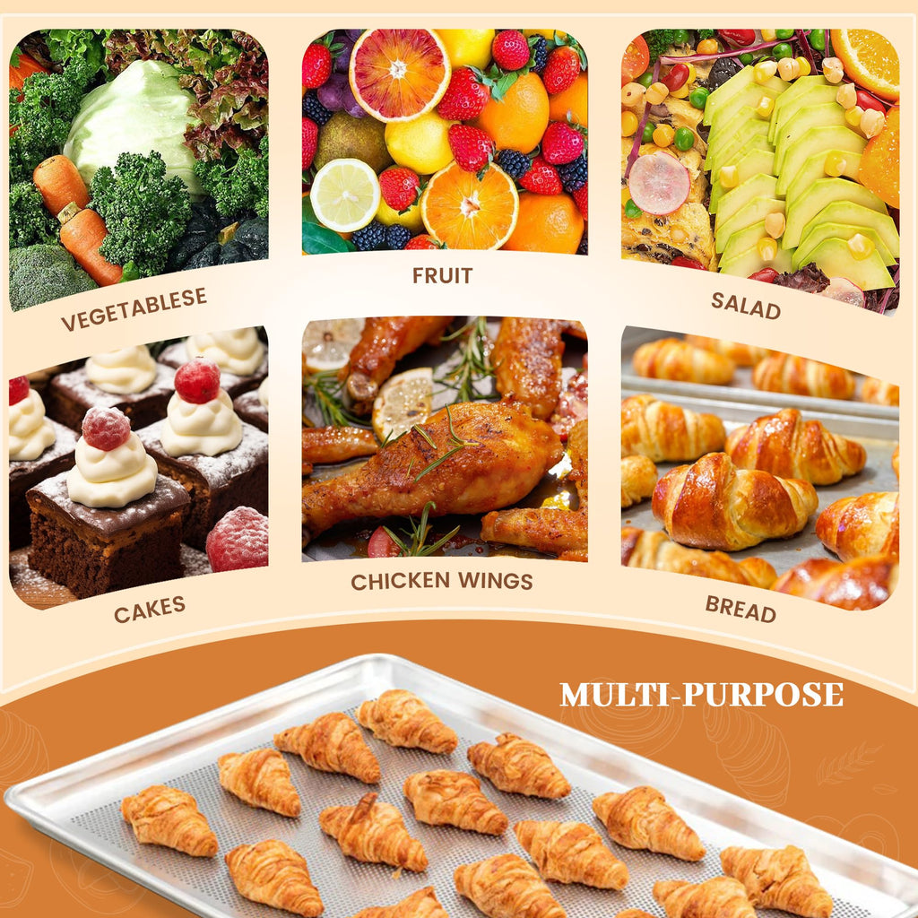 6 Pack Large Size Baking Sheet Pans, Aluminum Commercial Cookie Sheets Non-Stick, 21"x15"