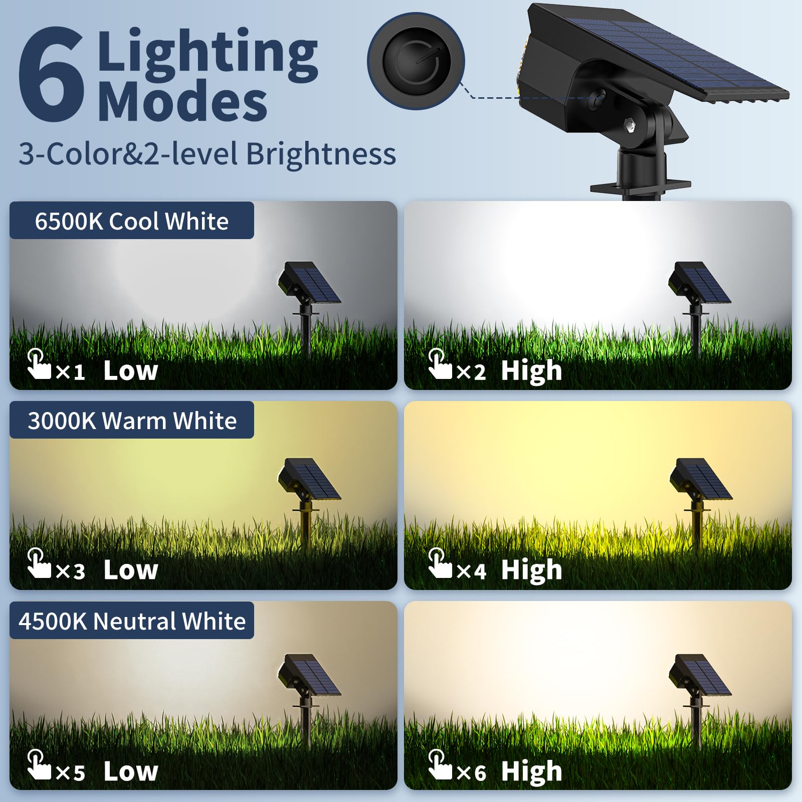 Solar Spot Lights Outdoor Waterproof IP65, 102 LEDs Solar Spotlights with Adjustable Light & Panel, [4 Modes/6 Pack] Landscape Flood Powered Lights for Outside Yard Garden Pathway(Warm White)