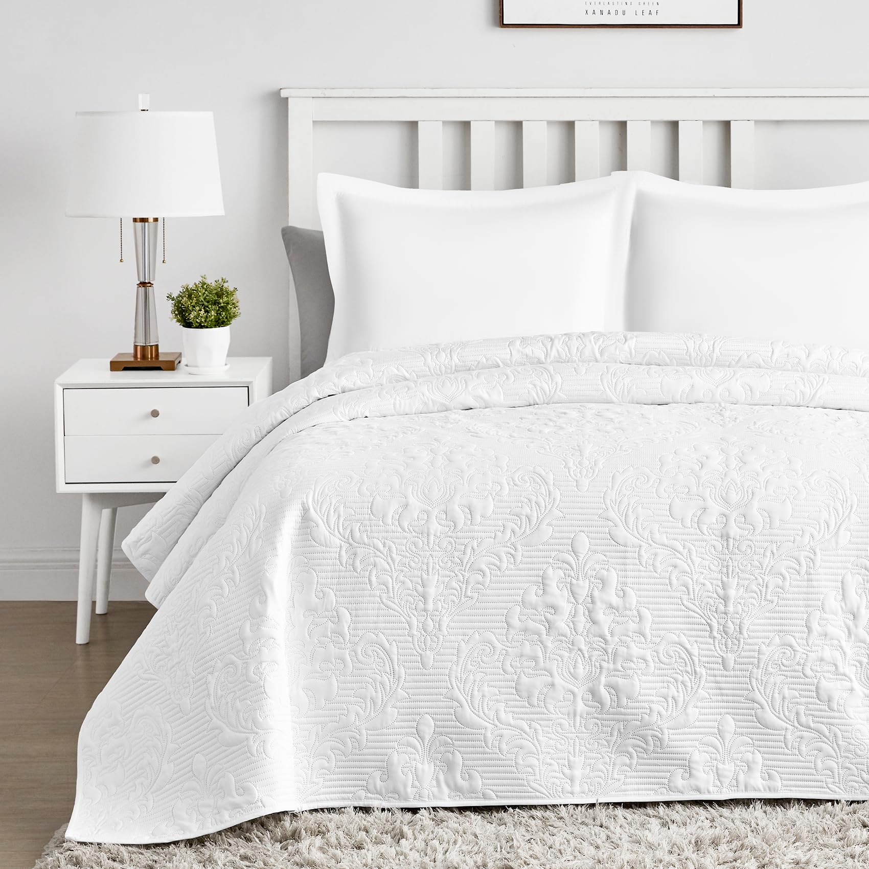 Hansleep Black Quilt Twin Size - Damask Ultrasonic All Season Bedspread Twin, Soft Lightweight Coverlet Bedding Set, 2 Pieces (1 Quilt, 1 Pillow Sham)