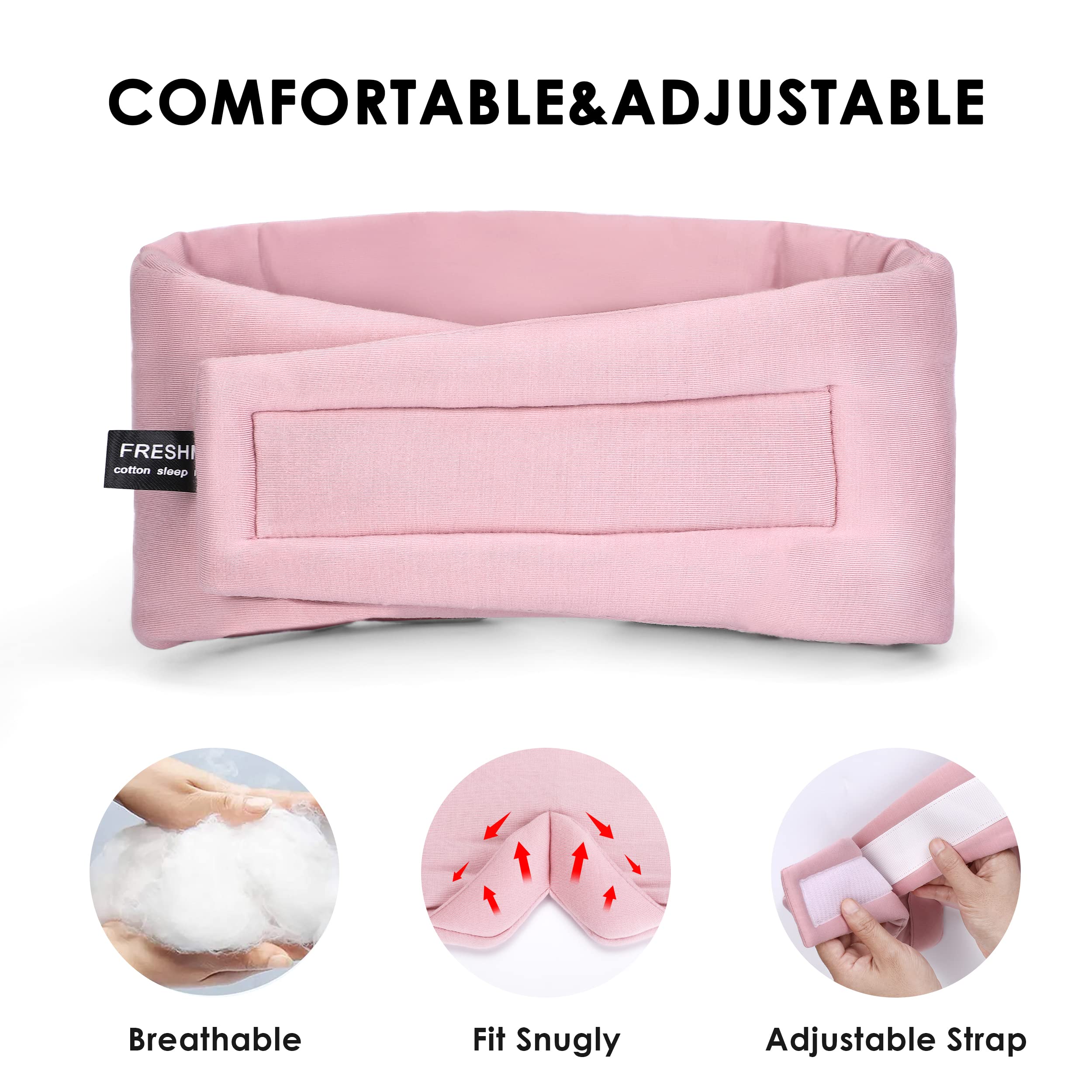 FRESHME Sleep Mask Blackout - Handmade Cotton Sleep Mask for Women Men Eye Mask for Sleeping Black Soft Eye Cover for Sleeping with Adjustable Veclro Breathable Eye Blindfold for Night Nap Travel