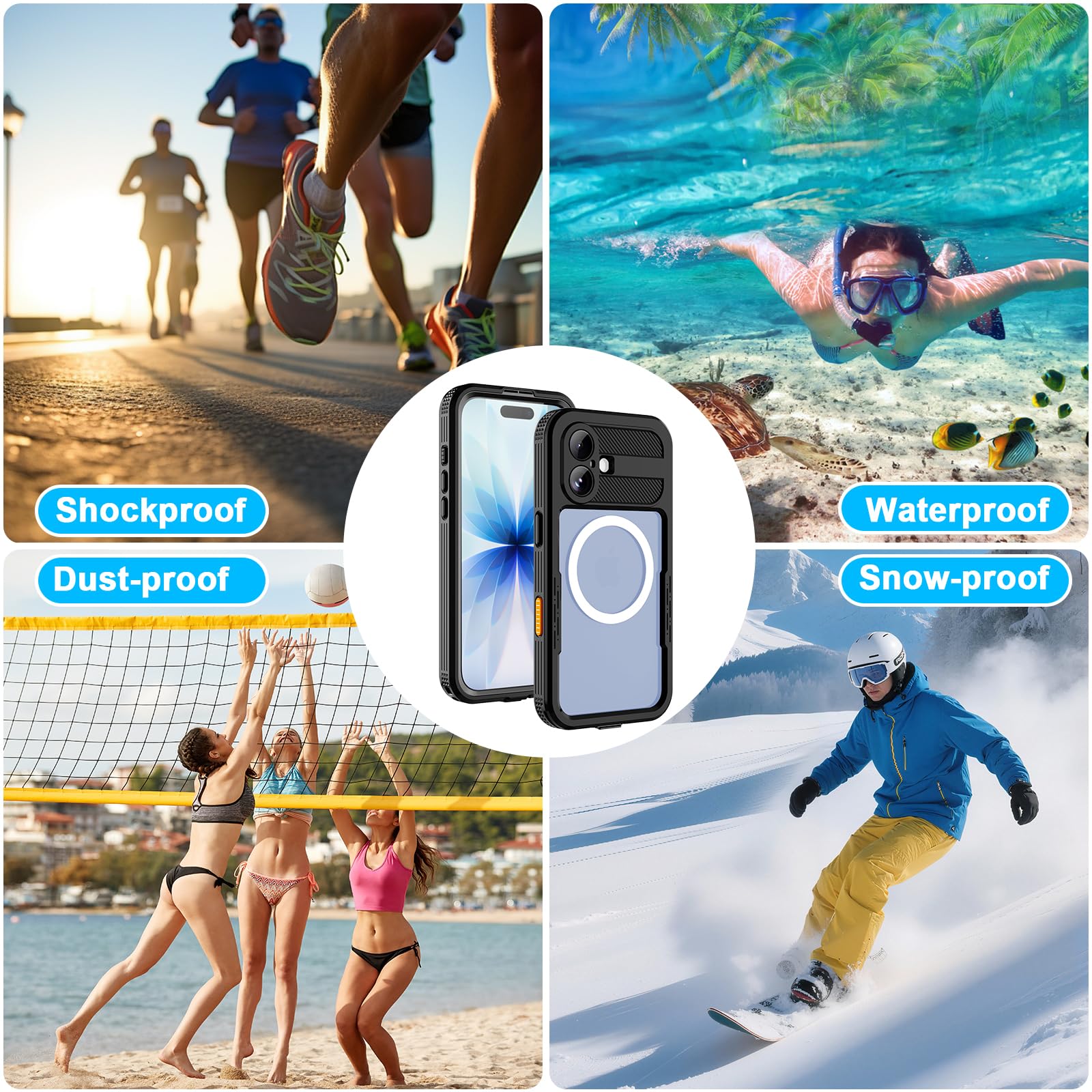 iPhone 13 Pro Case, Waterproof & Shockproof Phone Case, Full Protection, IP68, 6.1 Inch, Black
