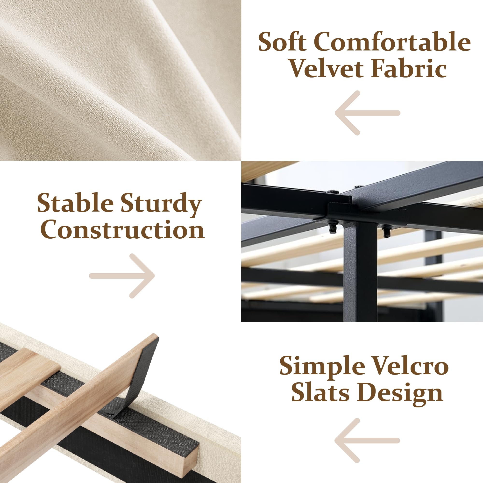 CXVX Full Size Platform Bed Frame with Upholstered Headboard, Button Tufted Design, Strong Wooden Slats, No Box Spring Needed, Easy Assembly, Noise Free