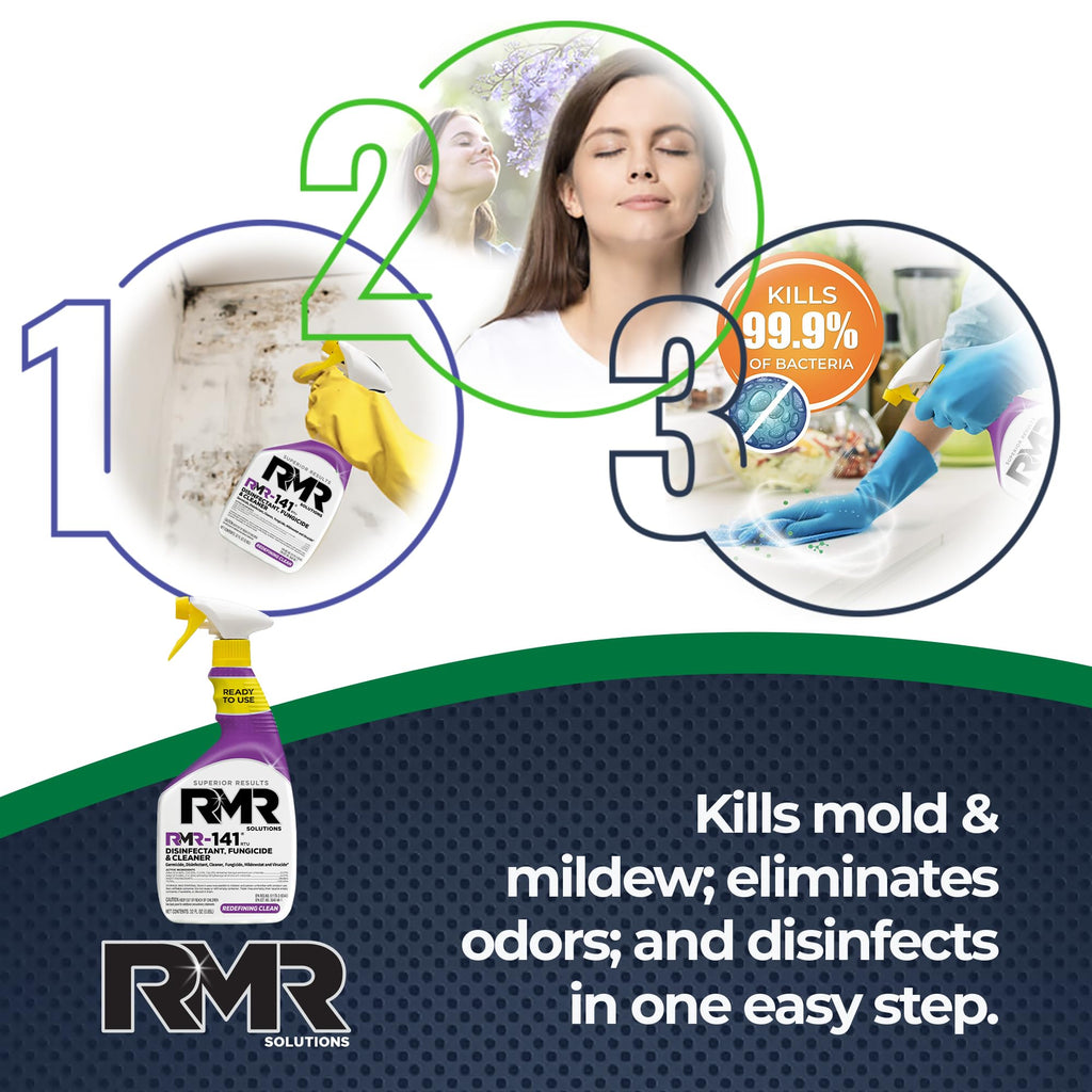 RMR-141 EPA Registered Mold and Mildew Killer, Eliminates Odors, Removes Mold, Mildew, Bacteria, and Viruses, 32-Ounce Bottle