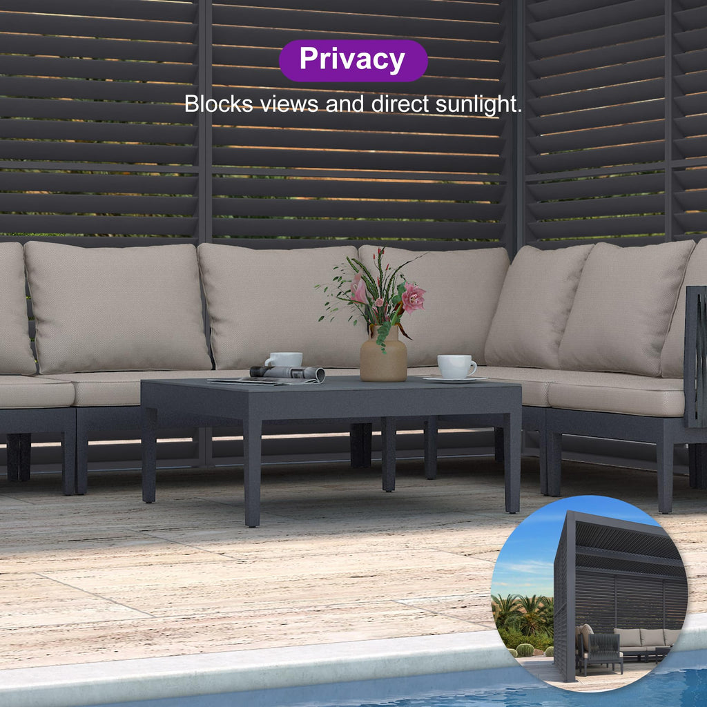 PURPLE LEAF 94AS 10'x12' Small Pergola Compact Aluminum Gazebo with Adjustable Louvered Hardtop for Patio Deck Cover Dark Gray All-Weather Outdoor
