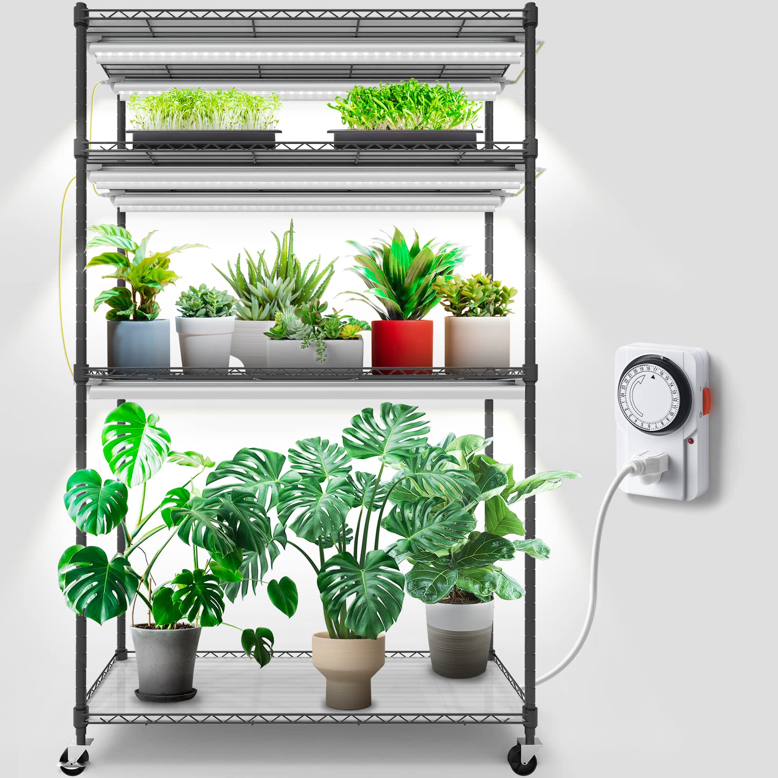 Barrina Indoor Greenhouse with Grow Light, with 40W Seed Starting LED Indoor Plant Light, Portable Mini Greenhouse with Timer for Seed Starter Tray, Seedling, Sprouting, Microgreens, 23x23x23IN