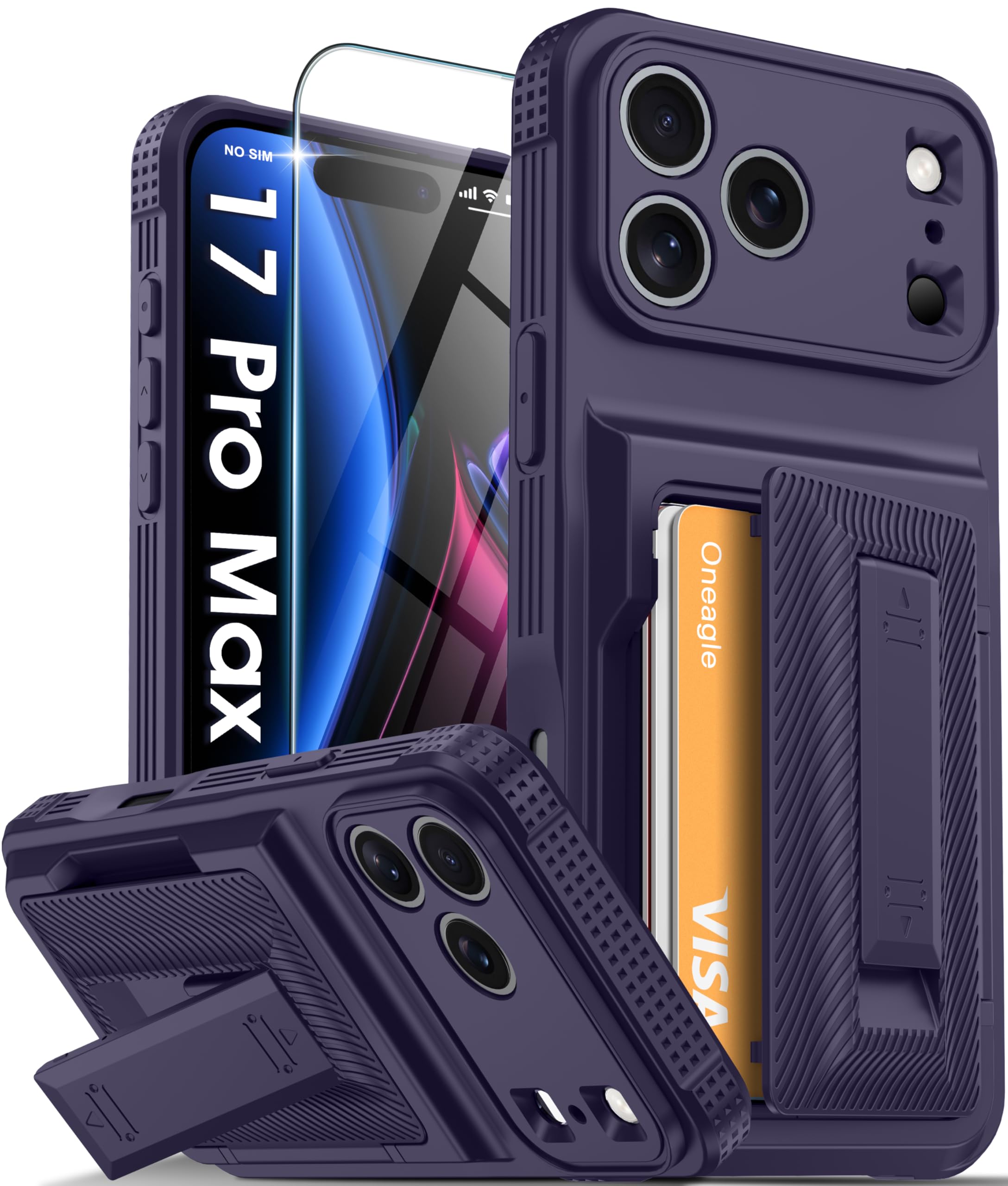 Oneagle Wallet for iPhone 16 Pro Max Case with Card Holder (4-5 Cards) [RFID Blocking] [Privacy Screen Protector] Full Camera Protection & Kickstand, 15FT Shockproof Phone Case for iPhone 16 Pro Max