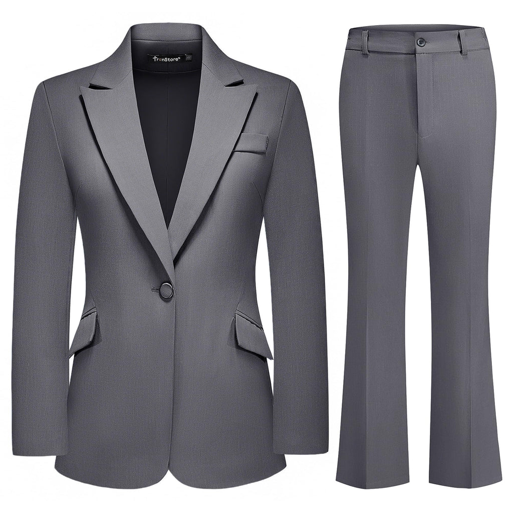 Women's Suit 2 Piece Set Pinstripe Blazer and Bootcut Dressy Pants Set for Work Office Business Outfits