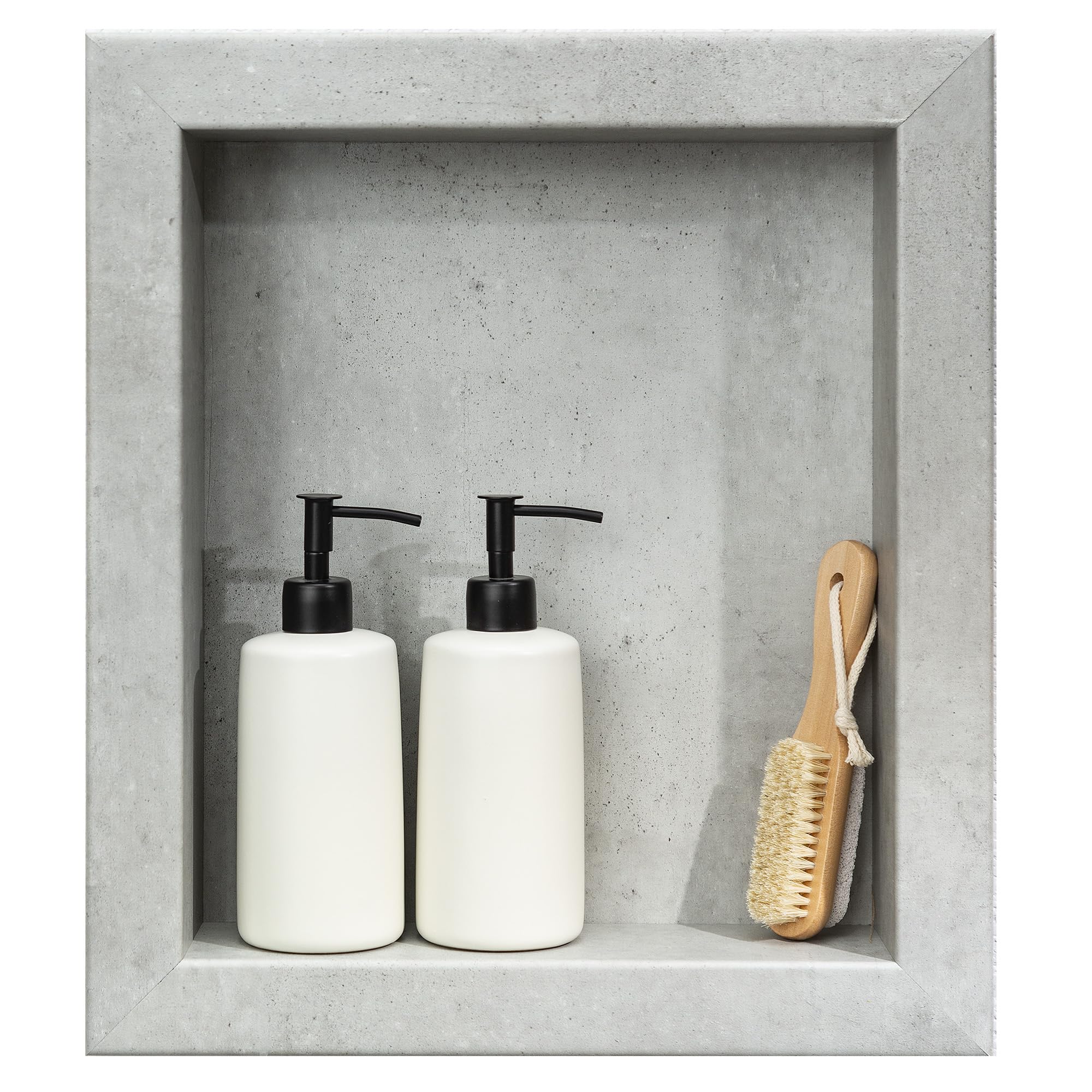 Palisade 17.5 in x 15.5 in Vinyl Shower Niche Ashen Slate | Waterproof Shower Insert