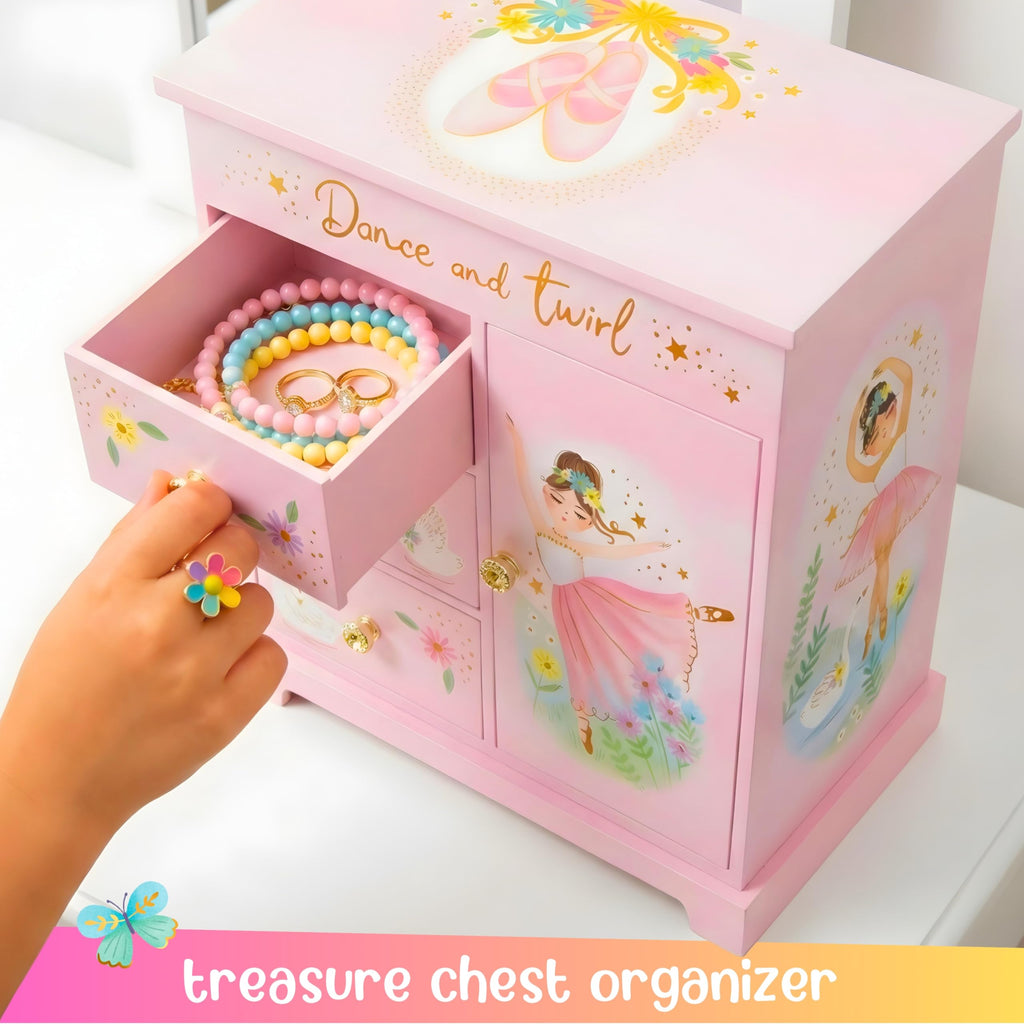 Giggle & Honey® Unicorn Musical Jewelry Box for Girls Unicorn Toys for Girls Age 4-6 Kids Jewelry Box with Drawers
