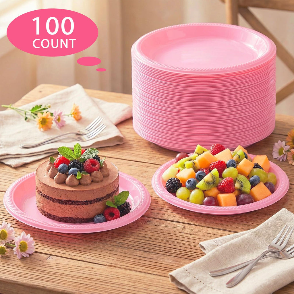 50 Pcs Black Plastic Plates, 10 Inch Black Plates, Black Party Plates Disposable for Birthday Weddings Fathers Day World Cup