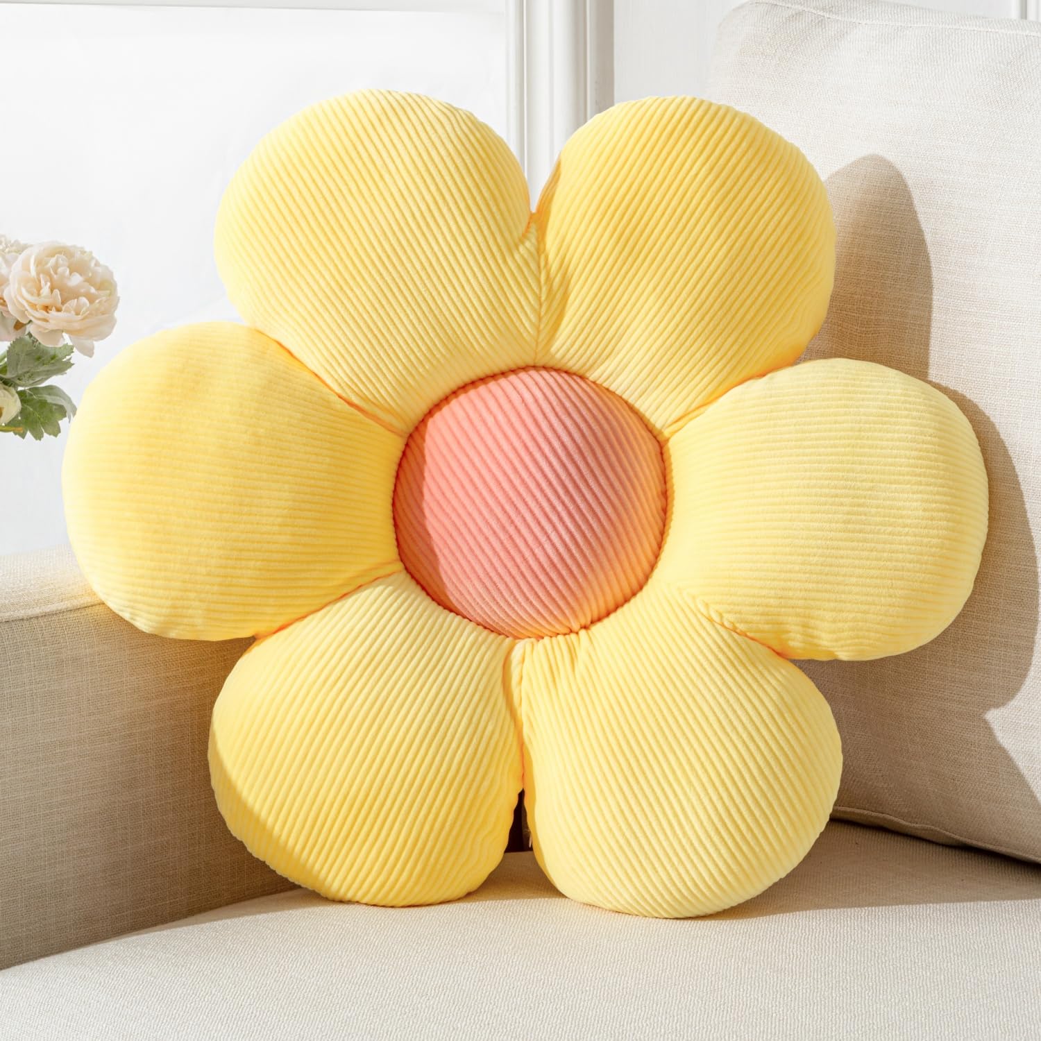 Flower Pillow, Blue Throw Pillows Cute Daisy Decorative Pillow Cushion Seating Home Decorative for Bed, Sofa, Couch
