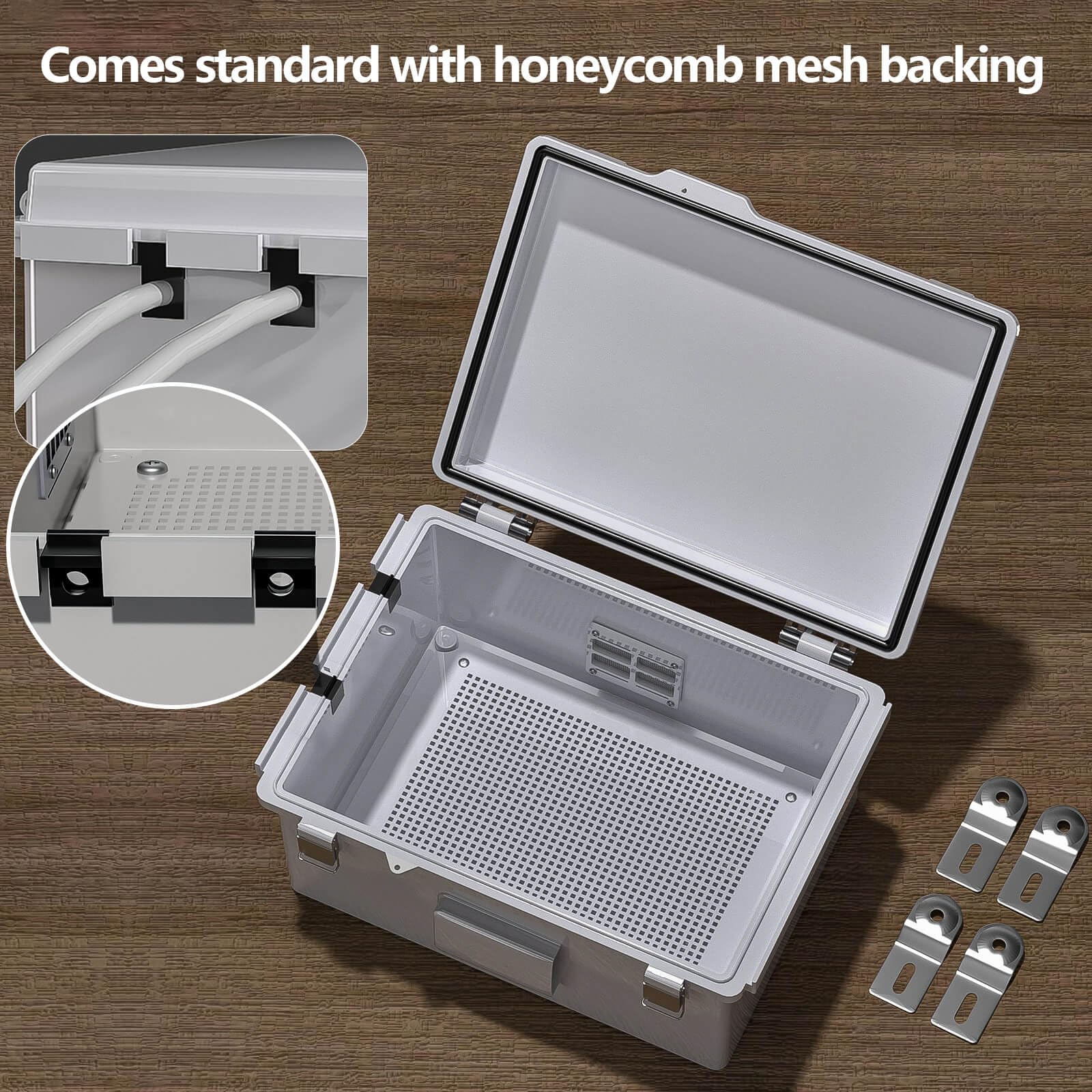 ABS Electrical Junction Box, Ventilated Design, Cable Grommets, IP65 Waterproof Enclosure, Indoor/Outdoor Use with Mounting Panel. (Clear Cover, 8.7"x6.7"x4.3")