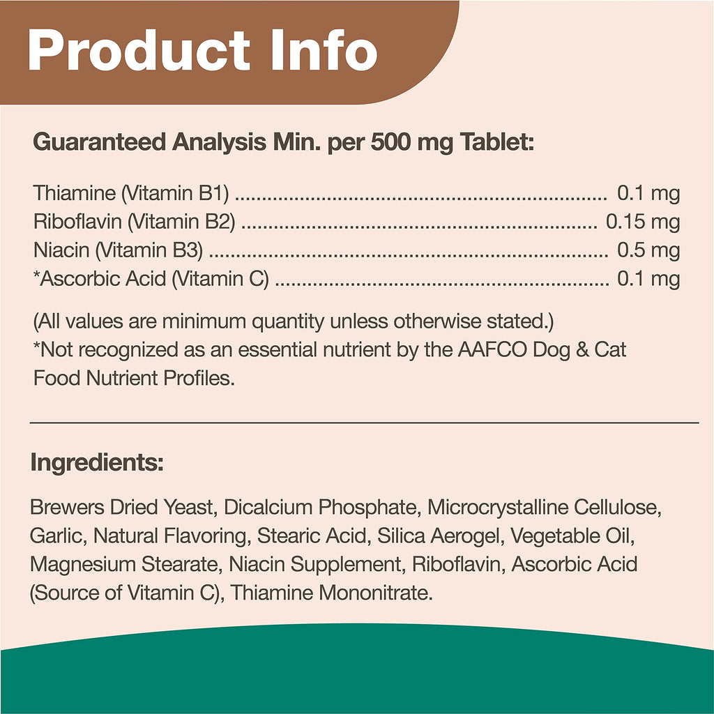 NaturVet – Brewer’s Dried Yeast Formula with Garlic Flavoring – Plus Omegas | Rich in Omega-3, 6 & 9 Fatty Acids | Fortified with B1, B2, Niacin & Vitamin C | For Dogs & Cats | 5000 Chewable Tablets