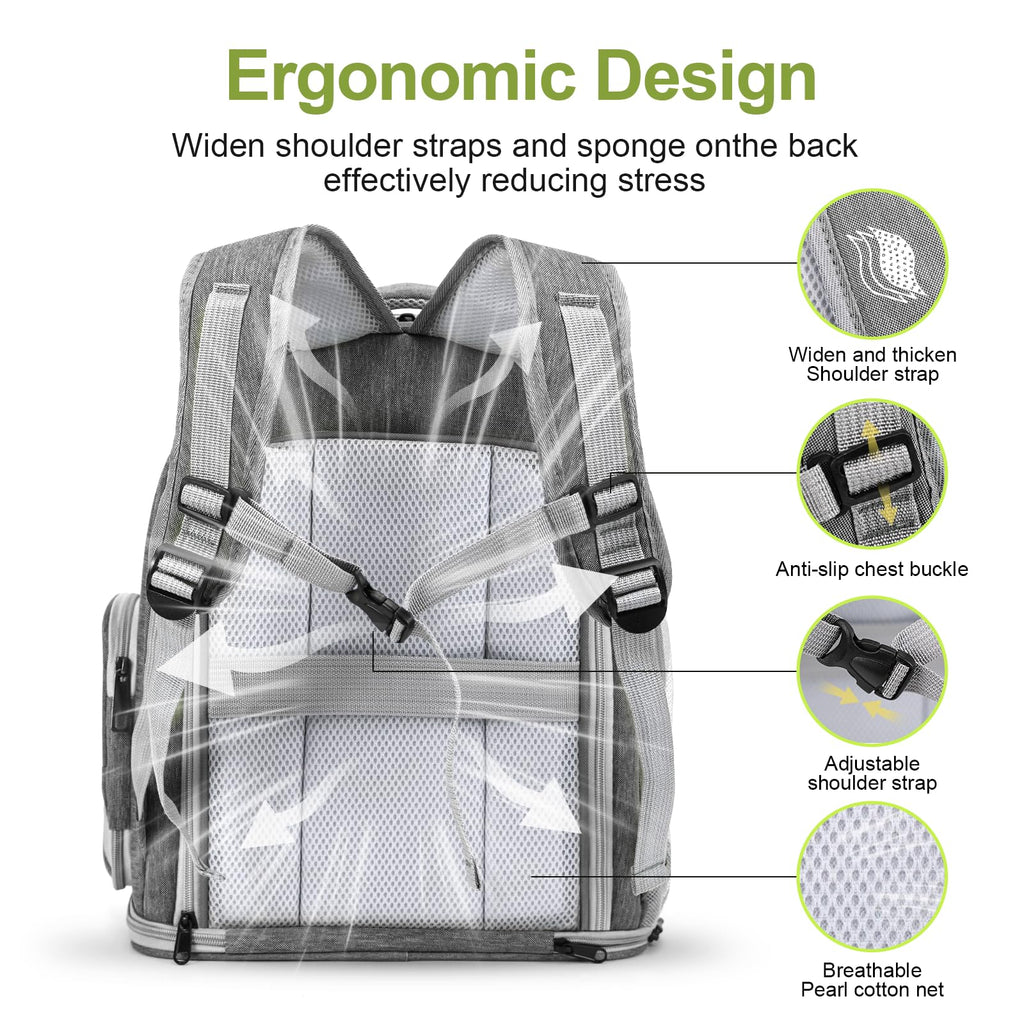 Cawypety Cat Backpack Carrier, Breathable Cat Carrier Large Space Bubble Pet Backpack for Kitty Small Dog up to 12lbs, Transparent & Foldable Pet Carrier for Travel Hiking (Black