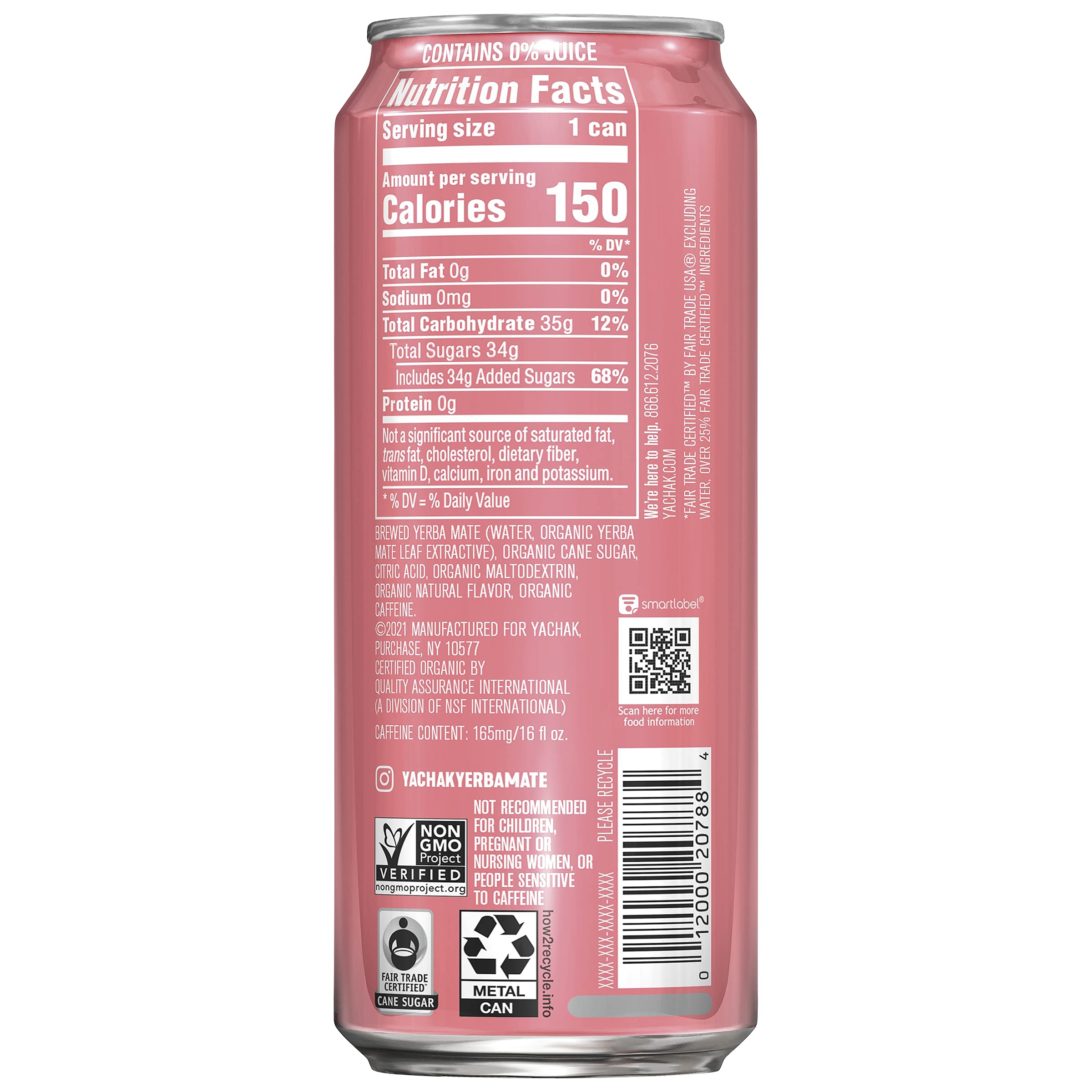 Yachak Yerba Mate Drink, Blackberry, 16 Fl Oz Cans, Pack of 12
