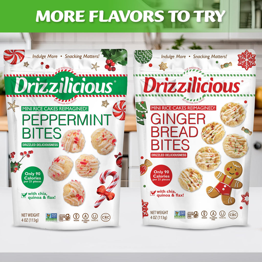 Drizzilicious Mini Flavored Rice Cakes - Rice Crisps, Healthy Snack for Adults and Kids, Vegan, Gluten Free Snack, 90 Calories Per 21 Pieces, S'mores & Cinnamon Swirl - 4 oz (Pack of 6)
