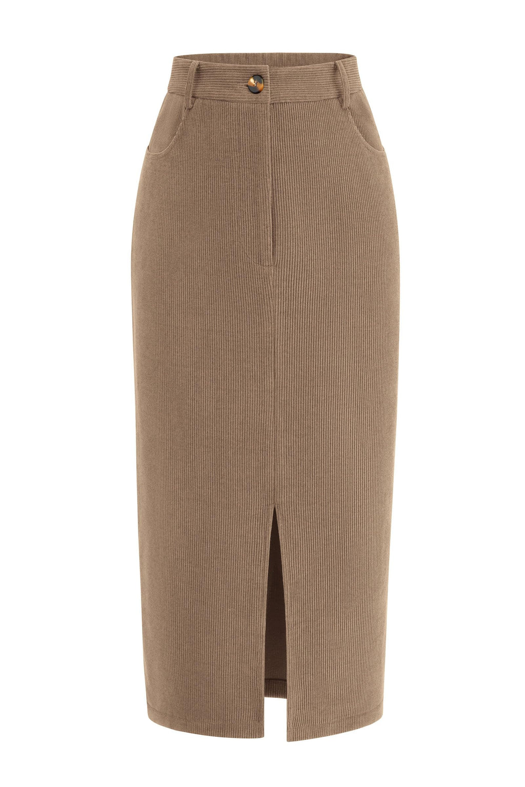 PRETTYGARDEN Corduroy Skirt Women Fall Midi Pencil Skirts | High Waisted Fashion Bottoms, Trendy Front Slit, Pockets, Comfy Dressy Clothes for Winter Casual Outings, Date Nights & Work