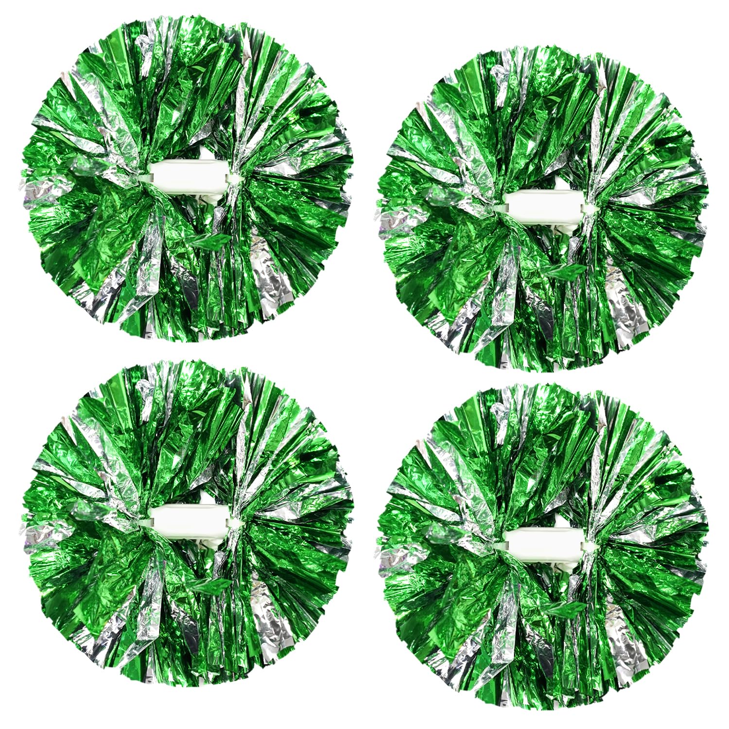 4Pcs Metallic Cheerleading Pom Poms, Creatiee 2 Pair Cheerleader Cheering Squad Pompoms for School Sports Dance Games Team Spirit Cheer