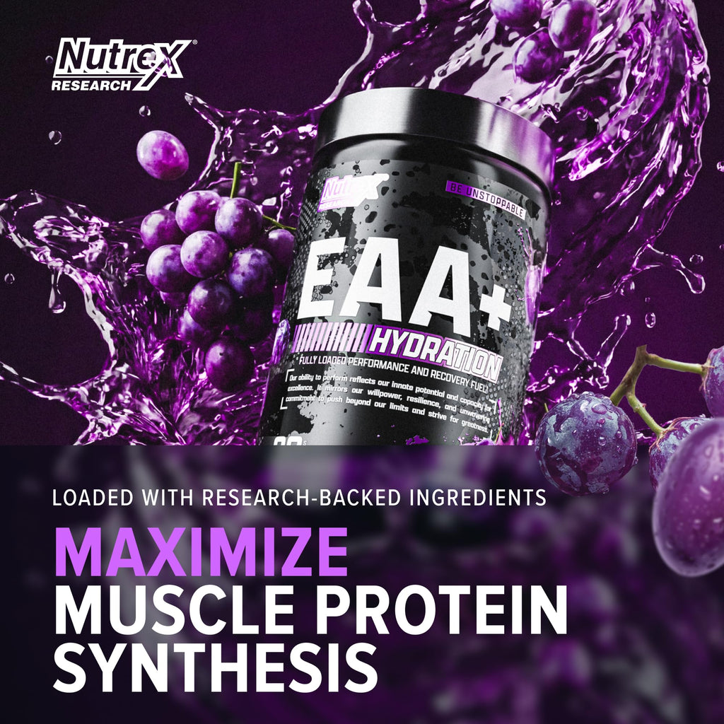 Nutrex Research EAA Hydration | EAAs + BCAAs Powder | Muscle Recovery, Strength, Muscle Building, Endurance | 8G Essential Amino Acids + Electrolytes | Apple Pear 30 Servings