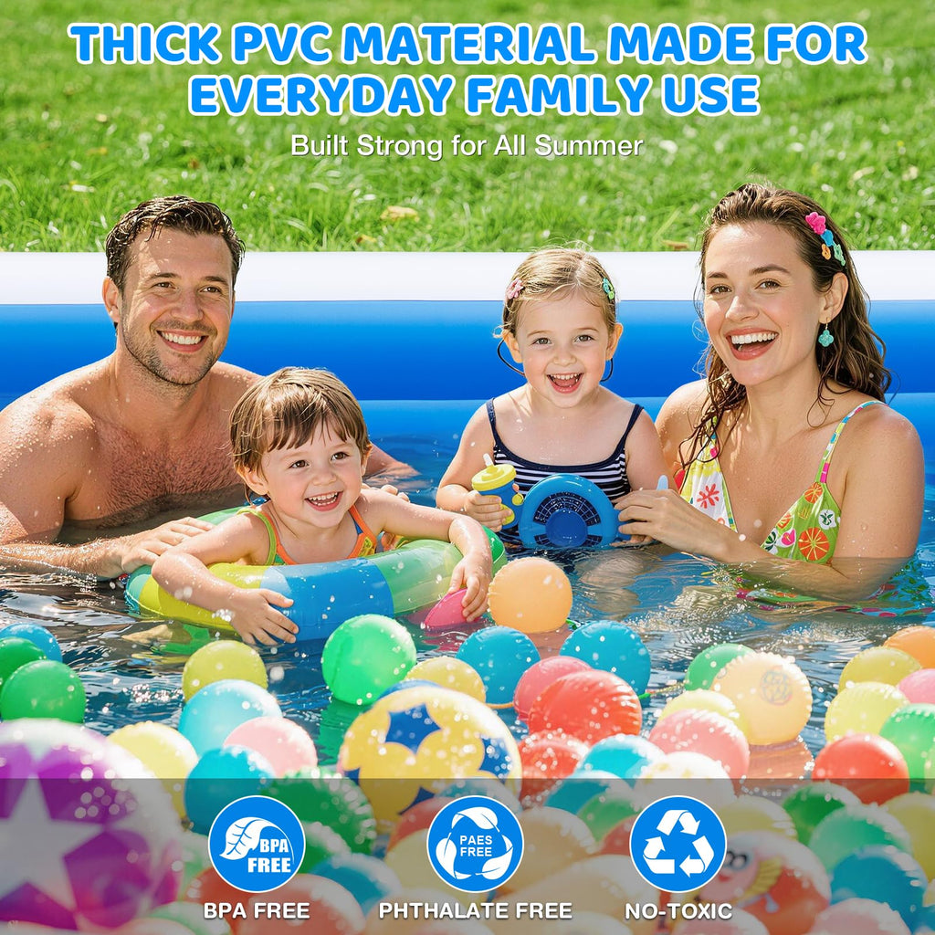 Large Inflatable Pool for Adults & Kids, 120" x 70" x 22" Blow Up Pool, Thickened Full-Sized Family Kiddie Pool for Outdoor Water Play & Summer Fun