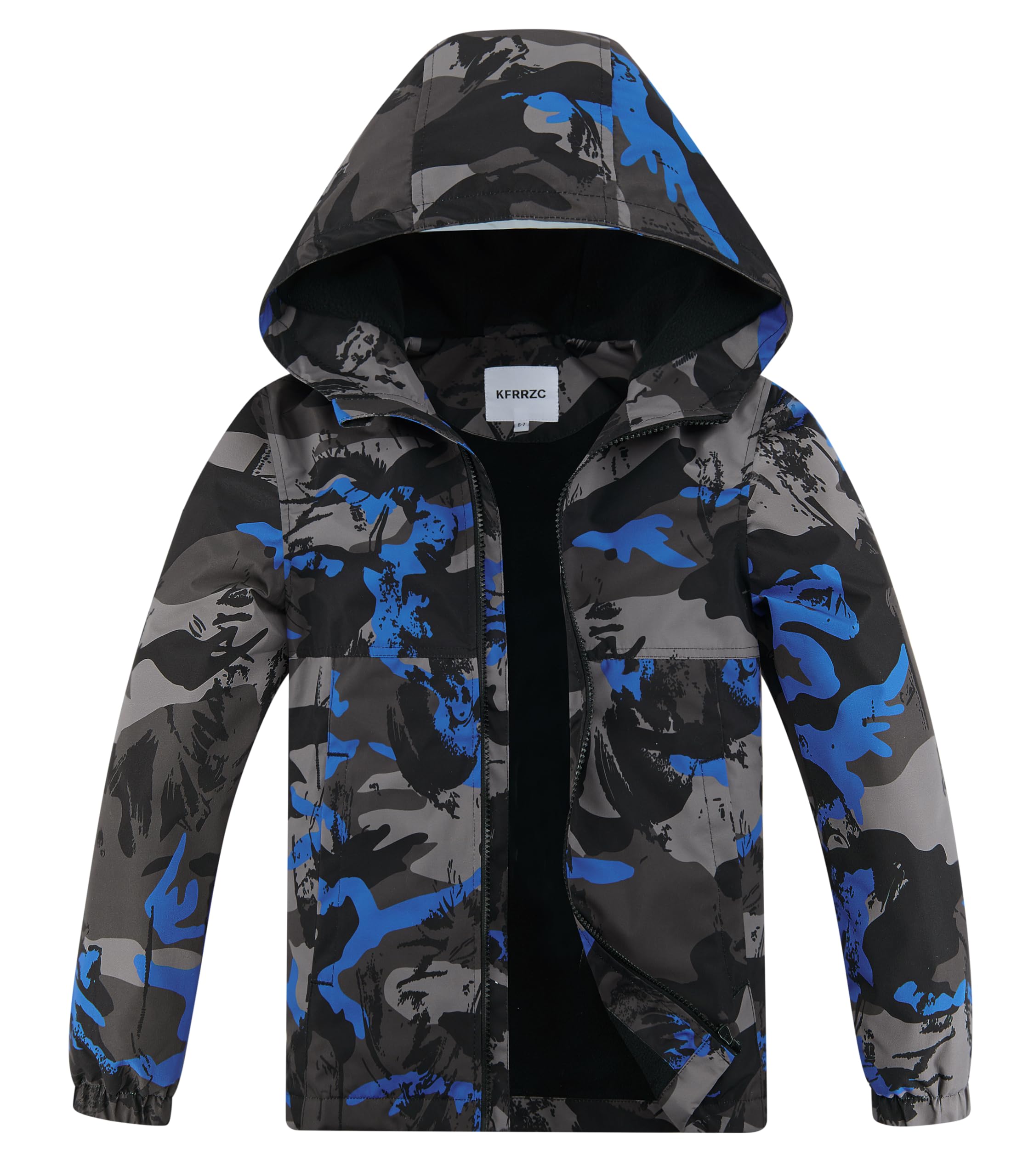 Boys Girls Rain Jackets Waterproof Hooded Fleece Raincoats Lightweight Windbreakers for Kids