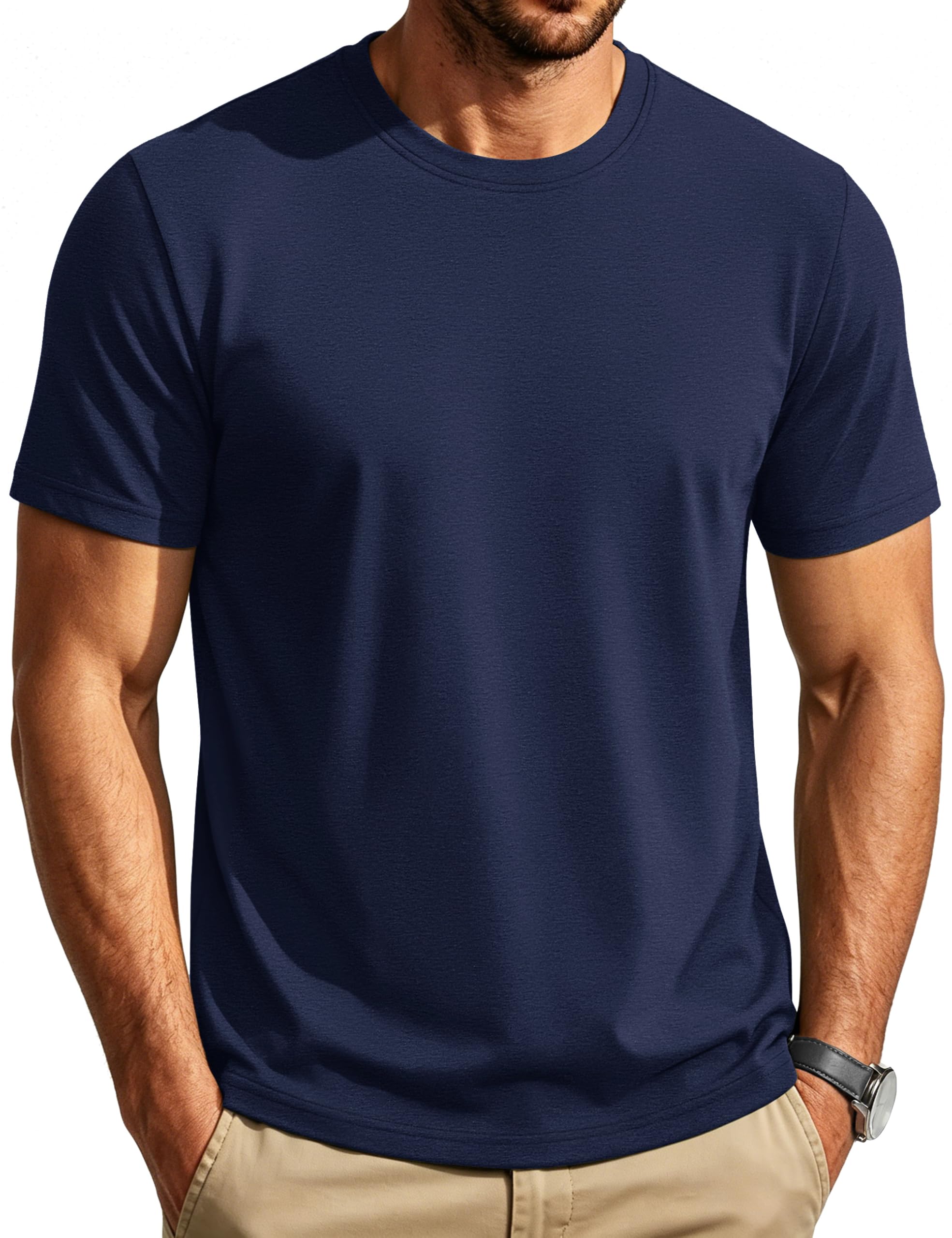 Cotrasen Mens T-Shirts Short Sleeve Cotton Crew Neck Lightweight Moisture Wicking Casual Soft Basic Plain Tee Shirts