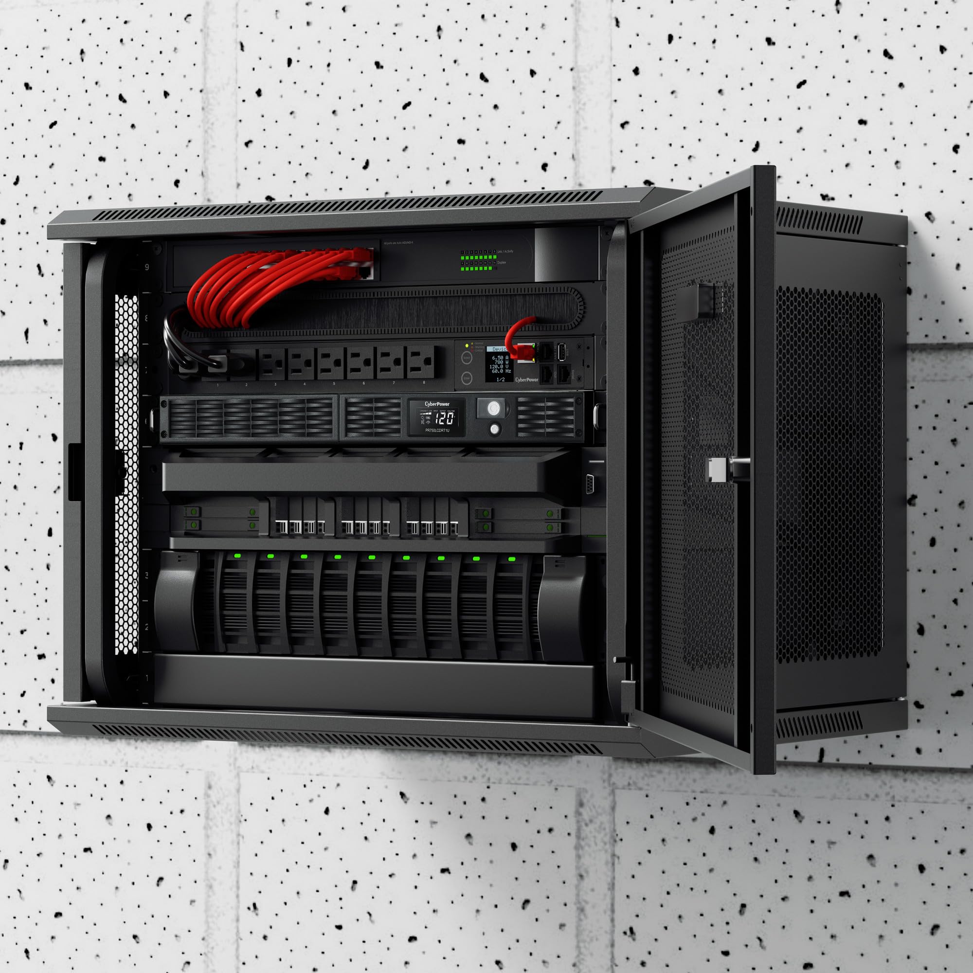 CyberPower PR500LCDRT1U Smart App Sinewave UPS Battery Backup and Surge Protector, 500VA/400W, 7 Outlets, AVR, 1U Rack/Tower, UL Certified