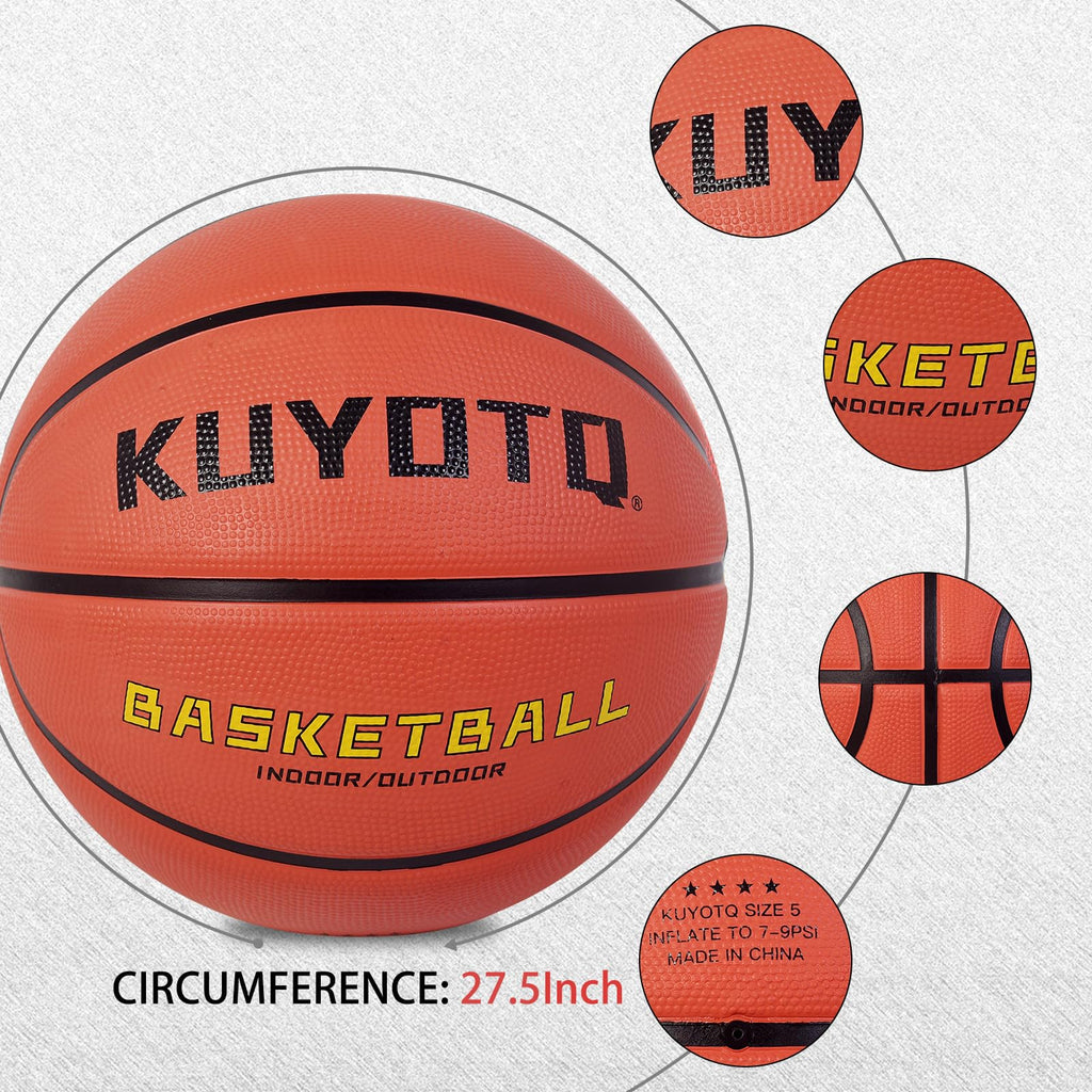 KUYOTQ Kids Youth Adult Size 3/4/5/6/7 (22/25.5/27.5/28.5/29.5") Basketball Premium Rubber or Faux Leather Basketball Indoor Outdoor Basketball for Boys Girls Womens Mens Basketball Gifts (Deflated)