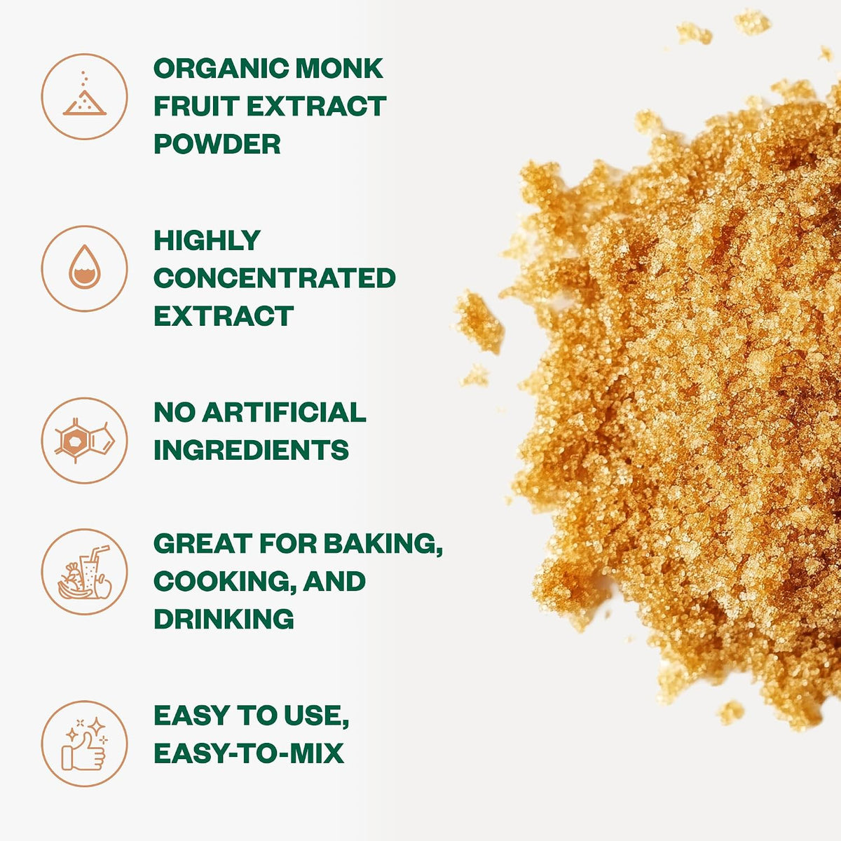 Organic Monk Fruit Extract Powder, Pure Non-GMO Sweetener 4oz