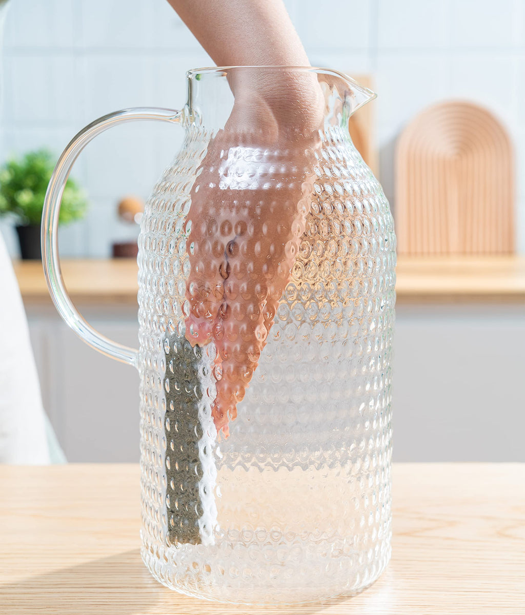 Karafu 68 Oz/2 Liter Glass Pitcher with Lid, Heat Resistant Water Jug for Hot/Cold Water, Ice tea and Juice Beverage