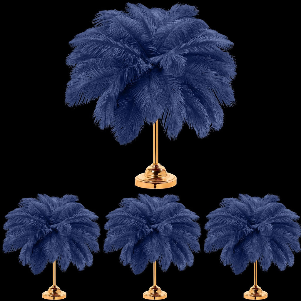 Retrowavy 50 Pcs 14-16 Inches Large Natural Ostrich Feathers Bulk for Centerpieces for Wedding Party Centerpieces Home Decoration Flower Arrangement (Black)