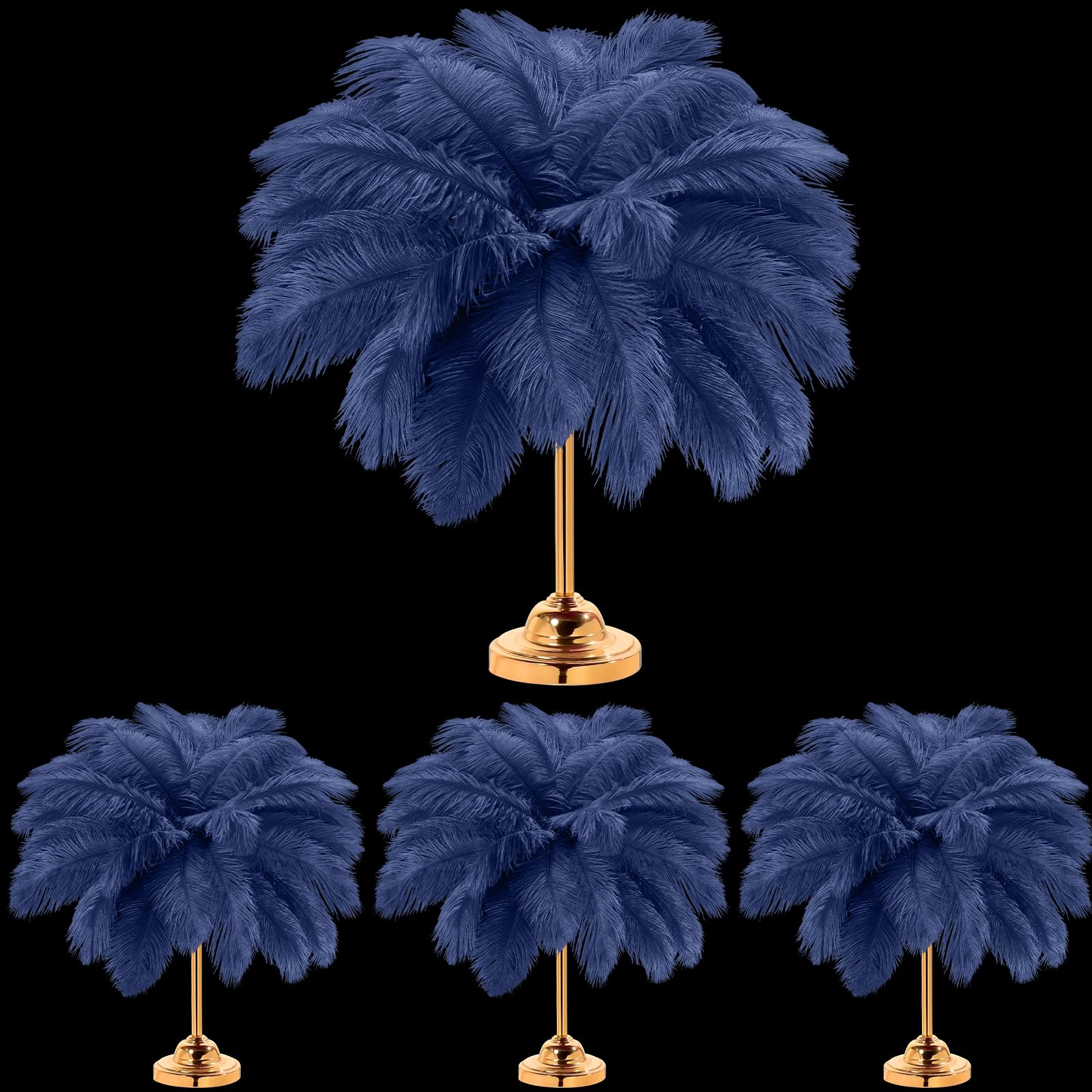 Retrowavy 50 Pcs 14-16 Inches Large Natural Ostrich Feathers Bulk for Centerpieces for Wedding Party Centerpieces Home Decoration Flower Arrangement (Black)