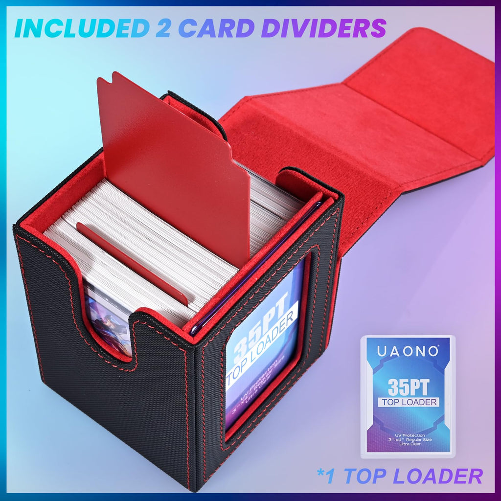 UAONO 4 Pack MTG Commander Deck Box, Independent Commander Display, Fits 400 Double-Sleeved Cards, Magnetic Deck Case for Magic the Gathering TCG, 8 Dividers & 4 Top Loaders (4 Color)