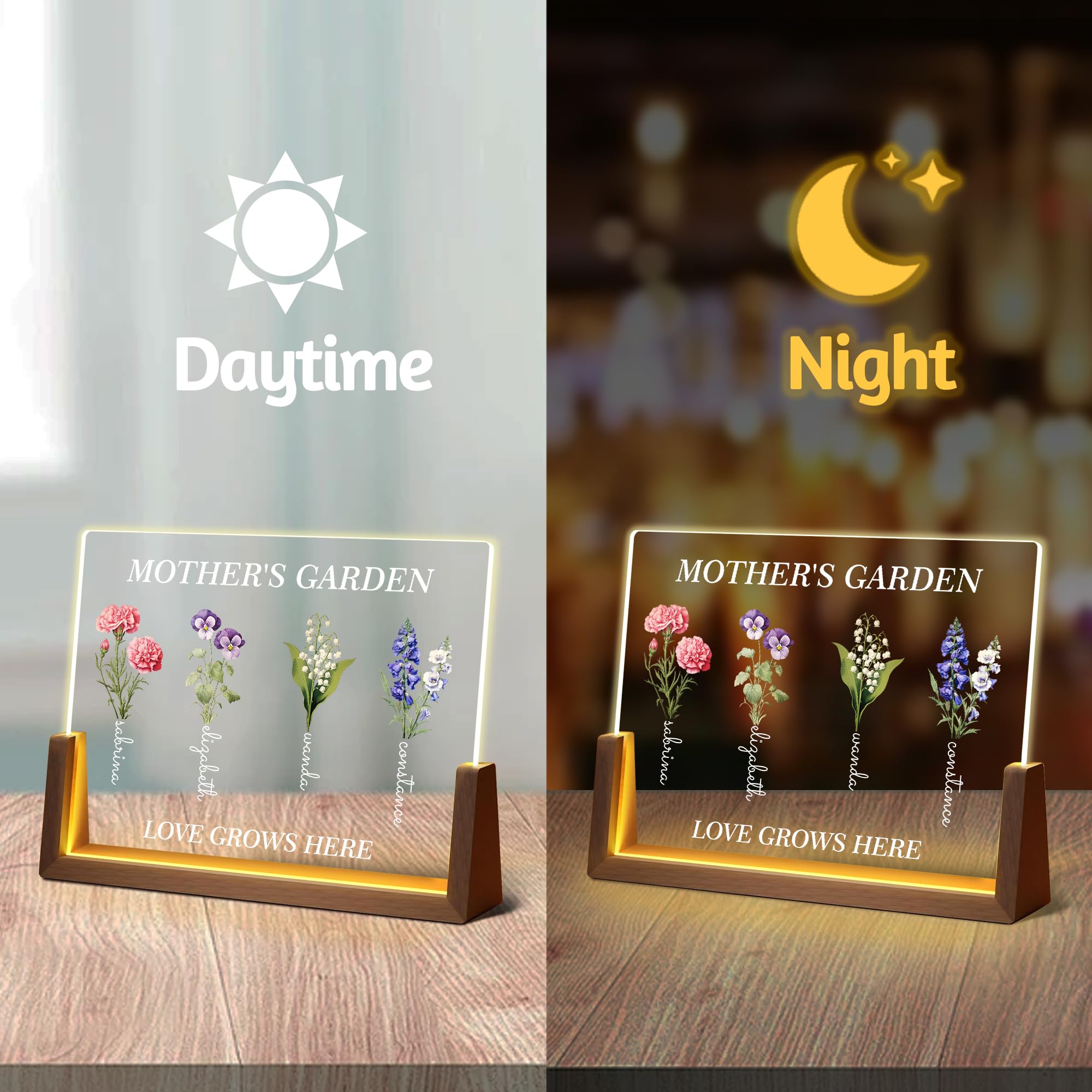 Personalized Fathers Day Birthday Gifts For Daddy Dad From Daughter Son Wife, Custom Acrylic Plaque Light Up Picture Frame, Customized Dad Gifts For Husband Men Papa Fathers Day Christmas