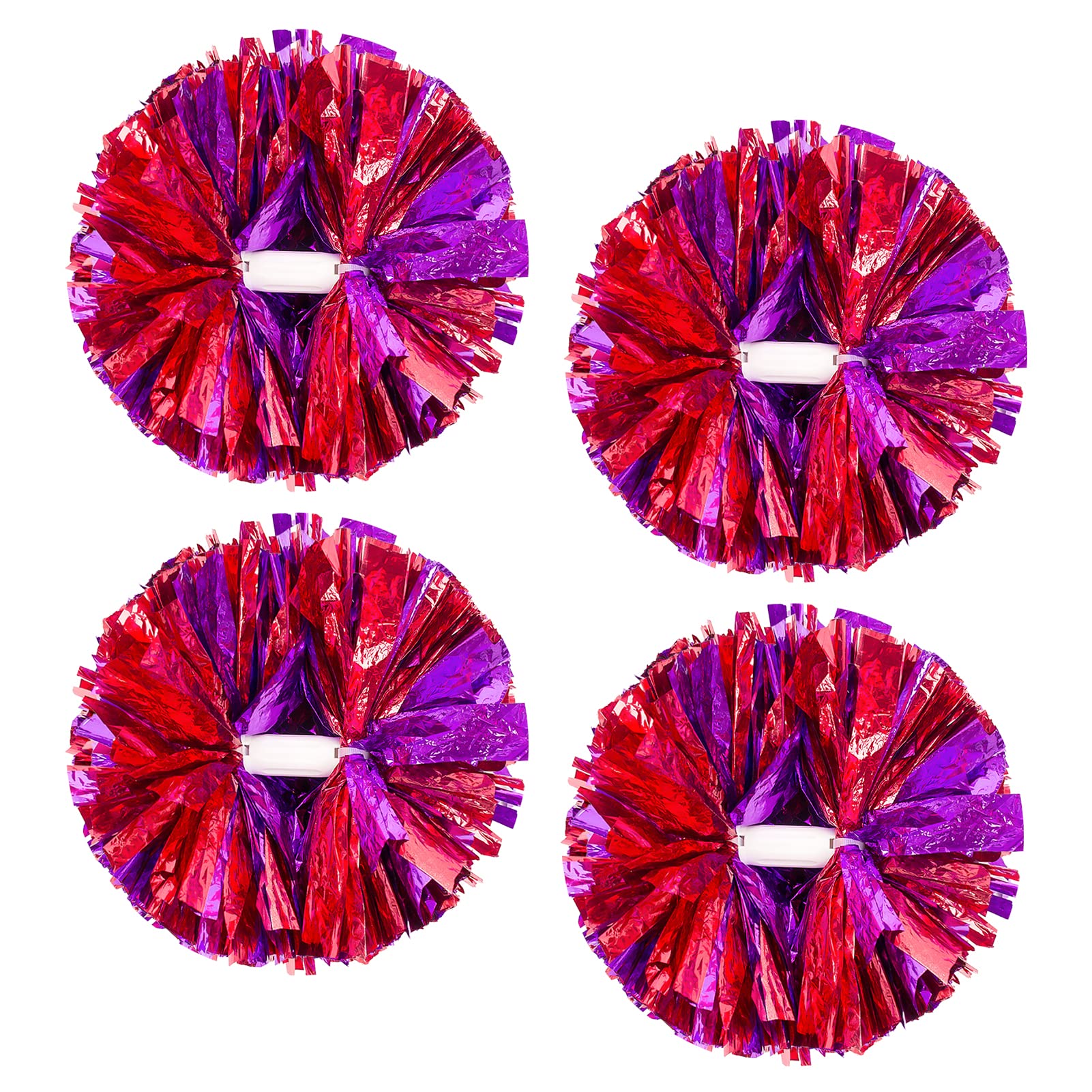 4Pcs Metallic Cheerleading Pom Poms, Creatiee 2 Pair Cheerleader Cheering Squad Pompoms for School Sports Dance Games Team Spirit Cheer
