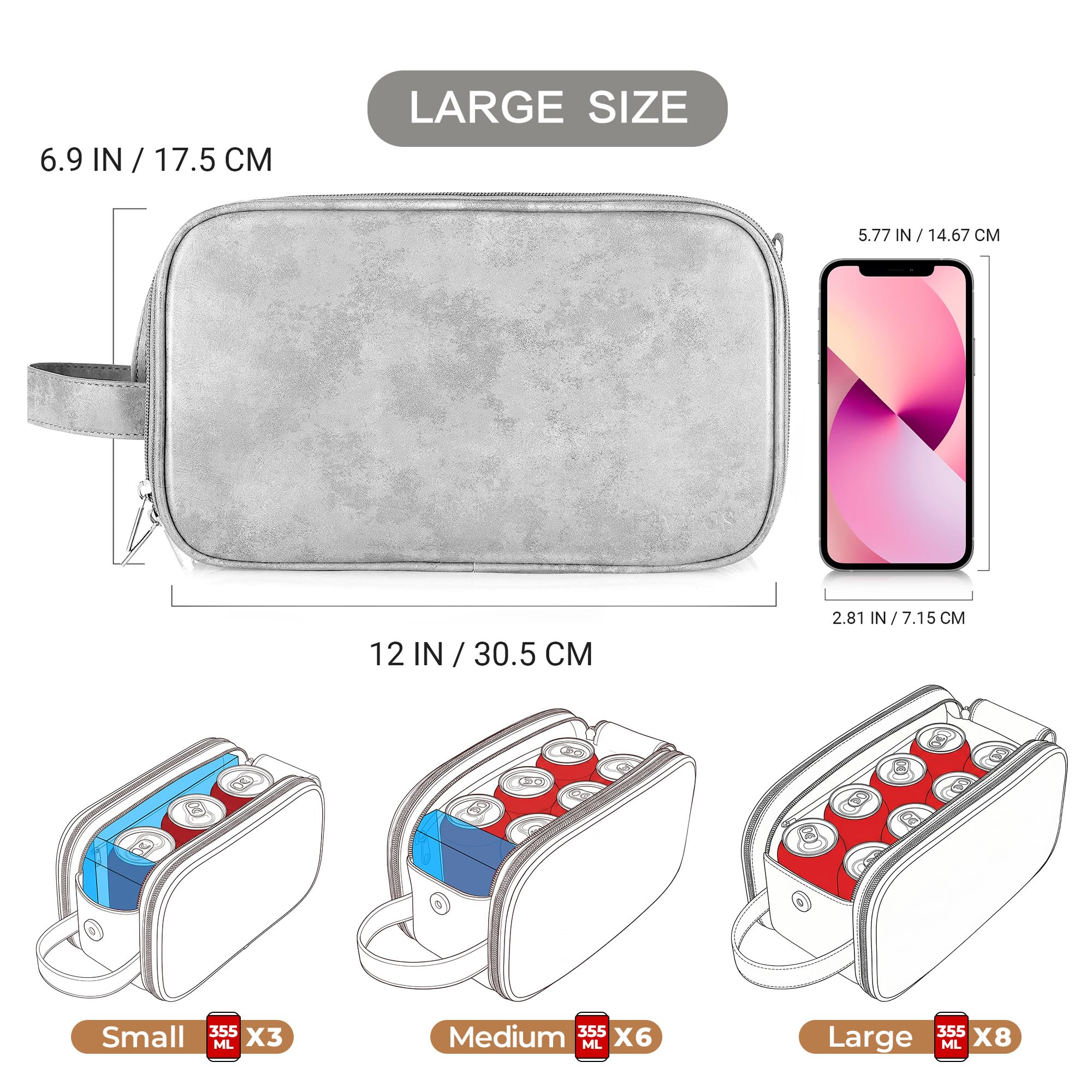 Elviros Travel Toiletry Bag for Men, Shaving Dopp Kit Water-resistant Bathroom Small Toiletries Organizer PU Leather Cosmetic Bags
