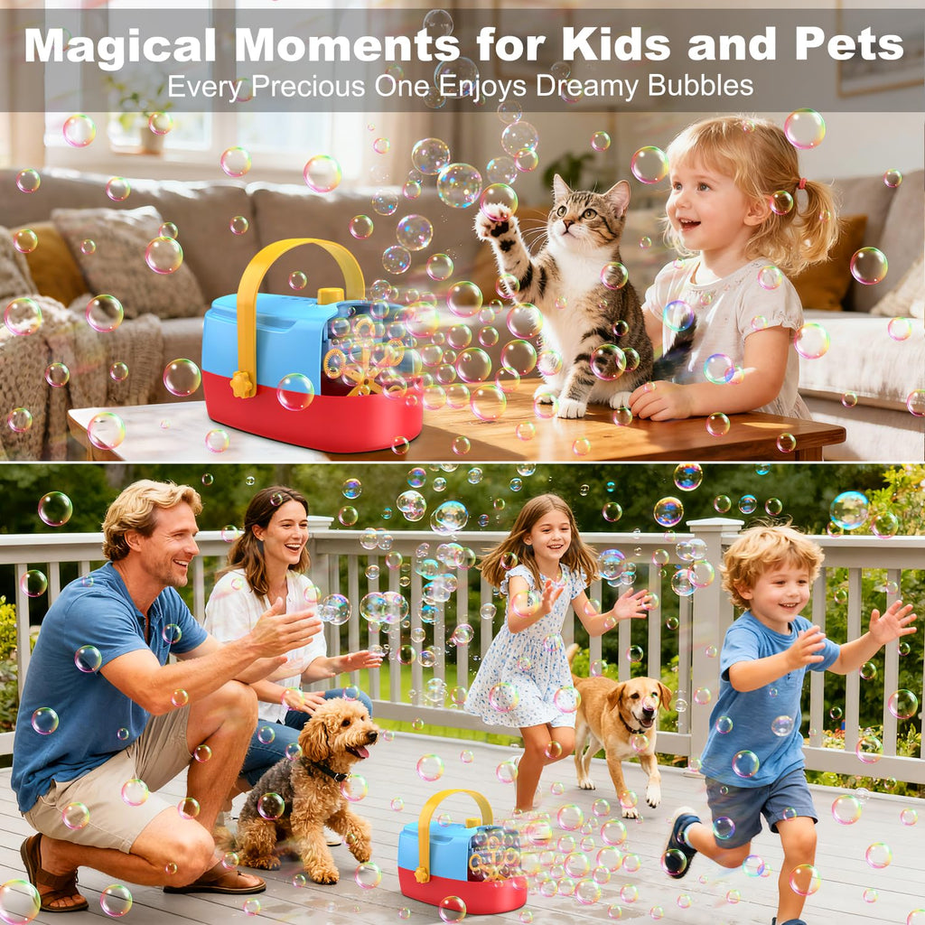 Zerhunt Durable Bubble Machine for Party: 3 Power Modes for Non-Stop Fun - 18000+ Bubbles Per Minute High Output 30 Mins Bubbles per Refill - Kids Safe Auto-Stop for Outdoor Backyard Birthday