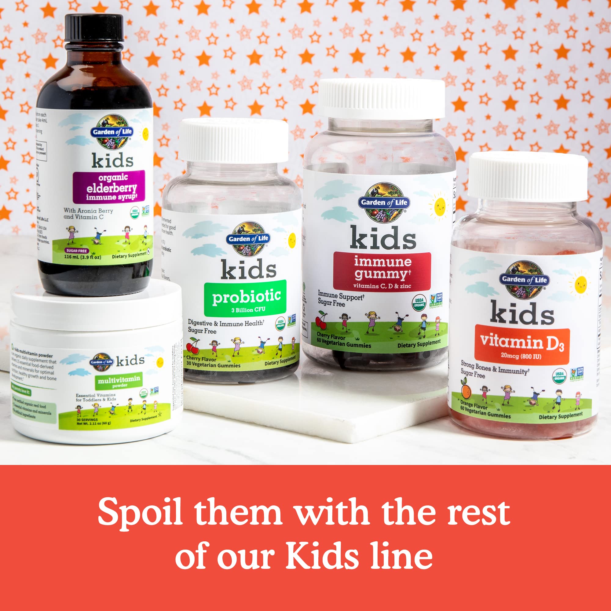 Garden of Life Kids, Vitamin D3, Orange, 20 mcg (800 IU), 60 Vegetarian Gummies