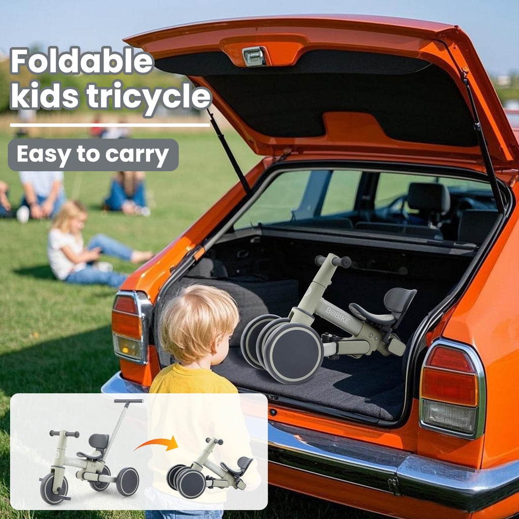 Toddler Bike with Push Handle,Tricycles for 1 to 3 Years Old, Toddler Tricycle with Push Handle for Boy Girl, Baby Balance Bike with Adjustable Seat Height and Removable Pedal (Black)