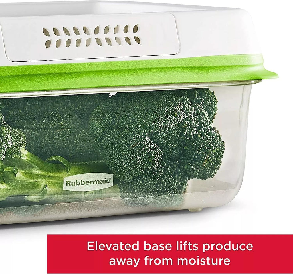 Rubbermaid 2114738 FreshWorks Saver, Medium Short Produce Storage Containers, 2-Pack, 4.6 Cup, Clear