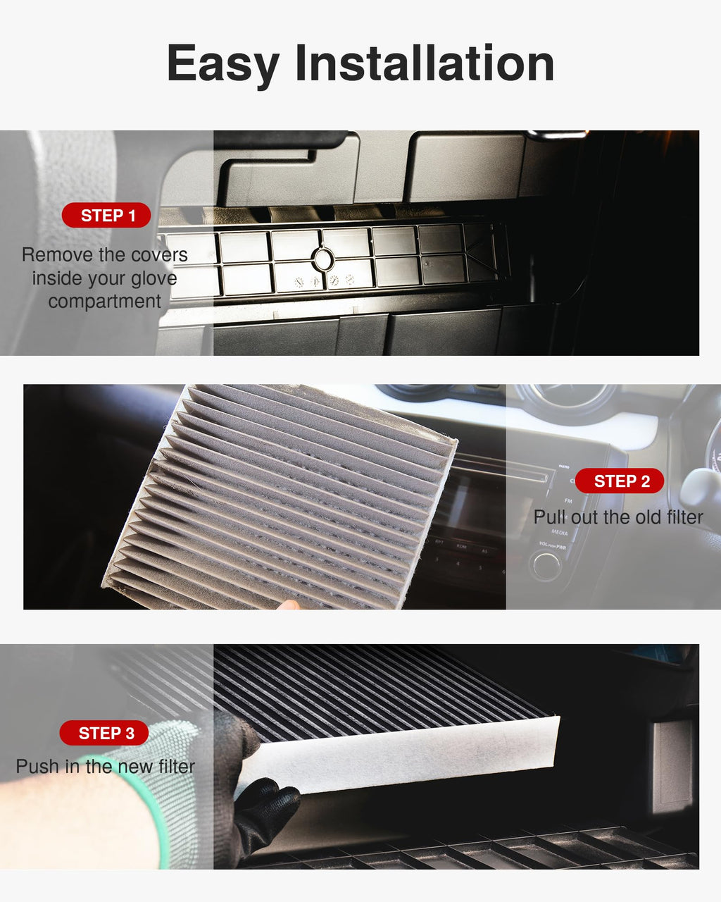 Puroma Cabin Air Filter with Activated Carbon, Replacement for CP134, CF10134, Honda & Acura, Civic, CR-V, Odyssey, CSX, ILX, MDX, RDX, AT134 (1 pc)